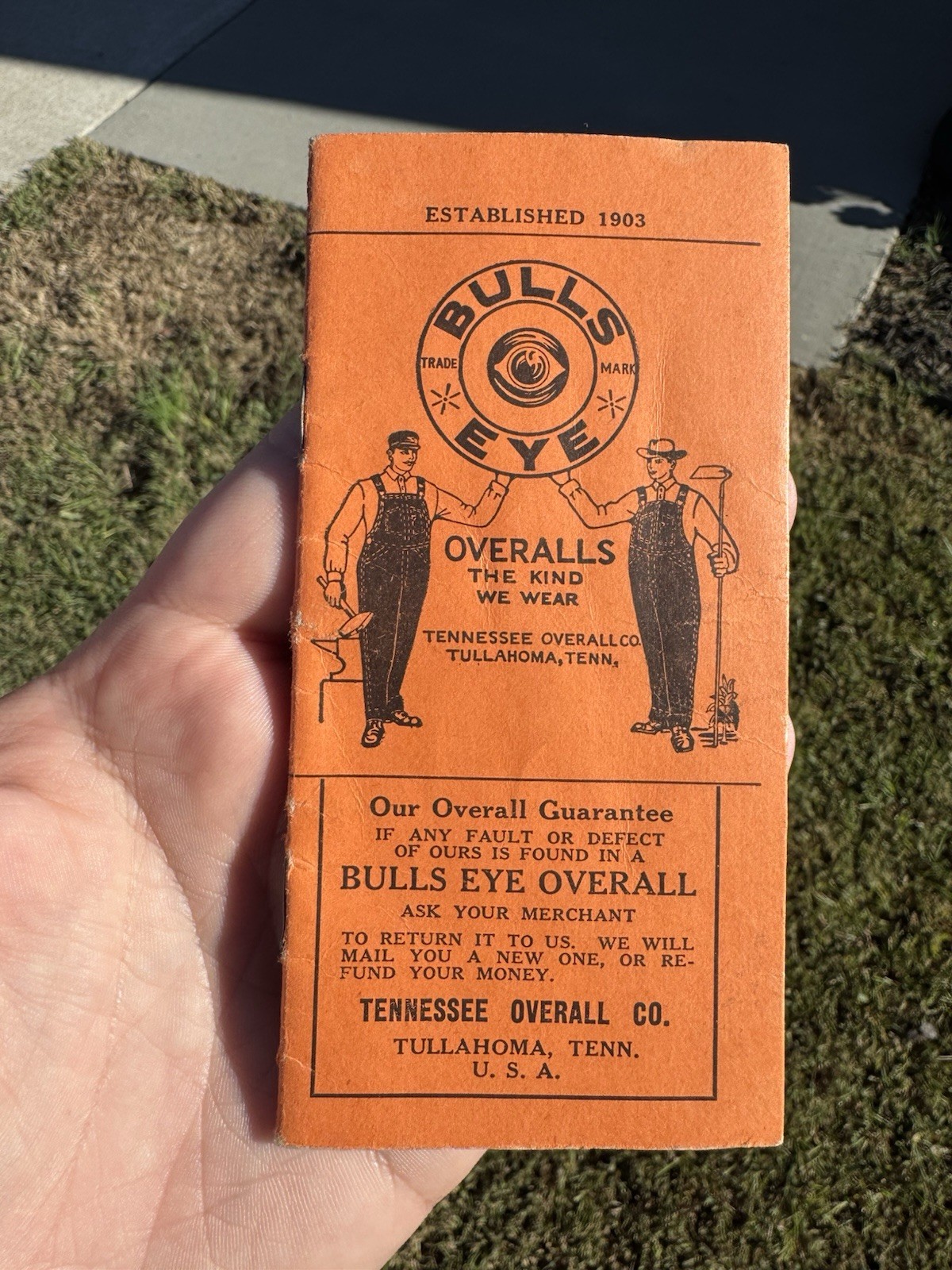 Vintage 1930s Bulls Eye Overalls Advertising Notepad Tennessee Workwear Denim