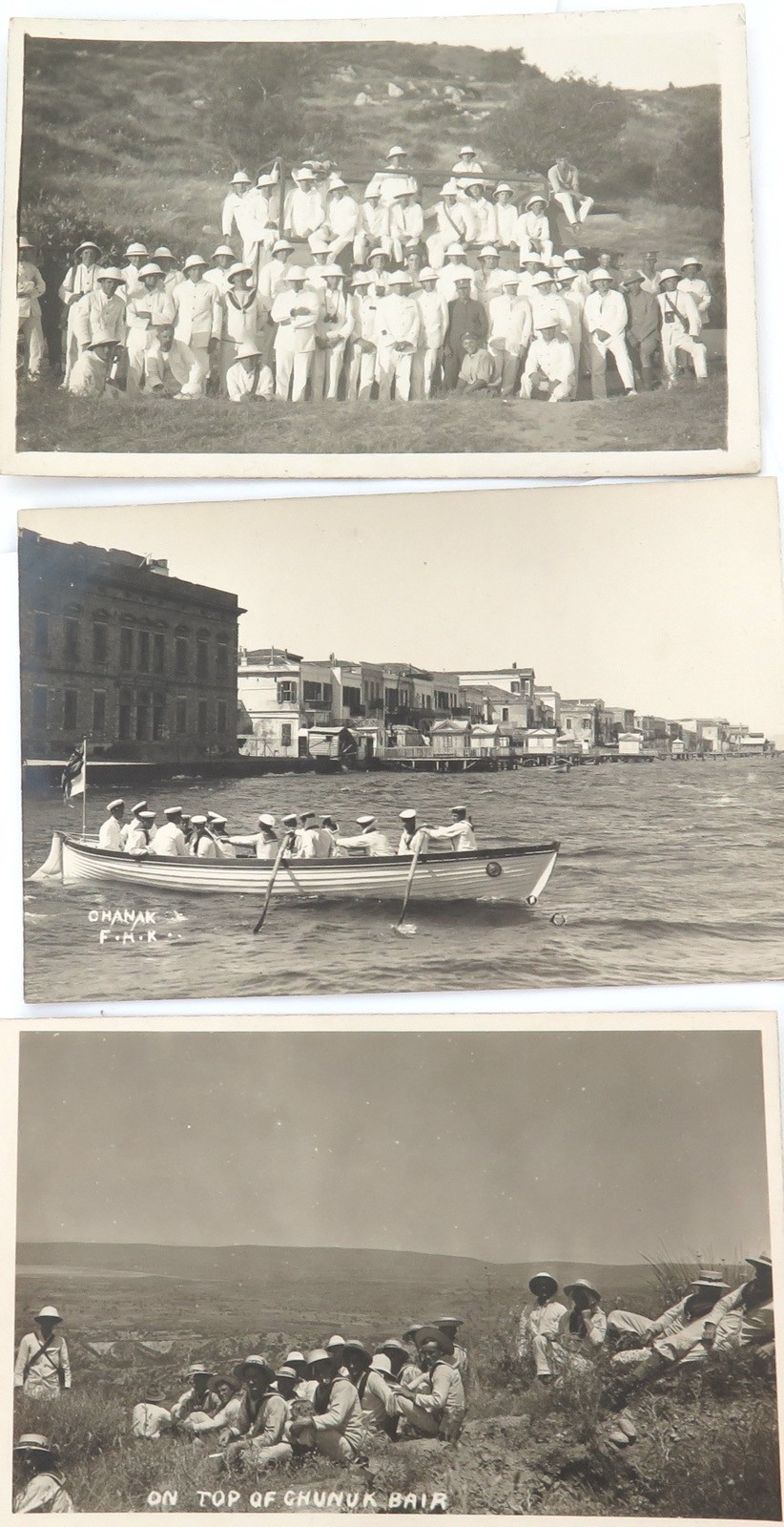 3 x Post WW1 / 1920s Real Photo Postcards, British Navy / Chanak 