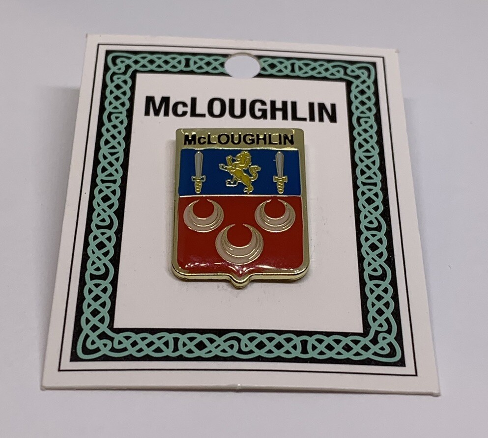 McLoughlin Coat Of Arms Family Crest Shield Surname Name Irish Lapel Pin (P7)