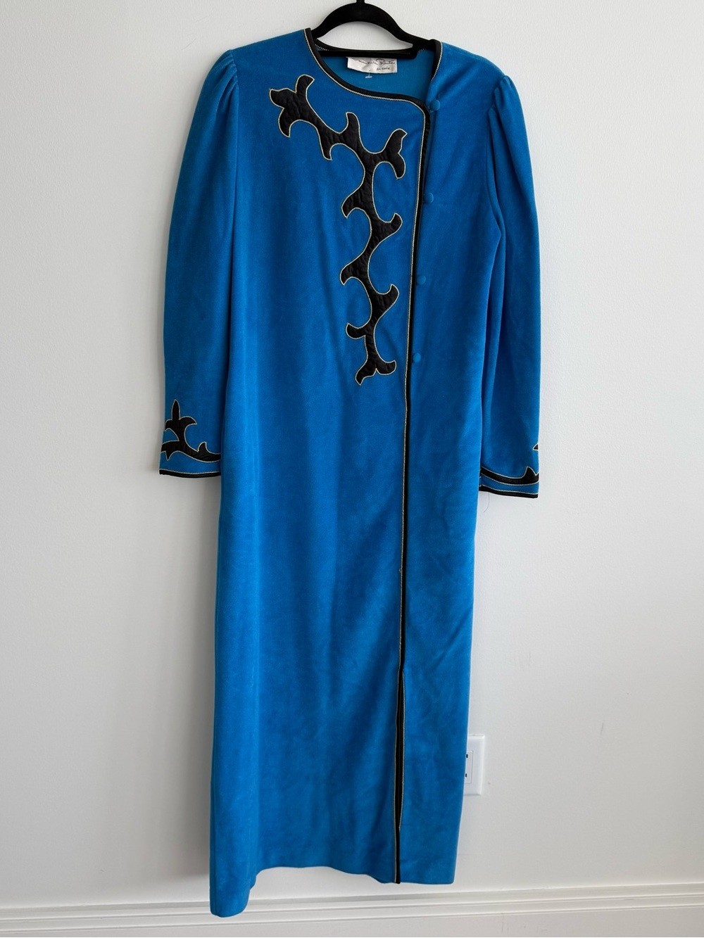 Vintage Oscar de la Renta Electric Blue Maxi Dress Appliqué