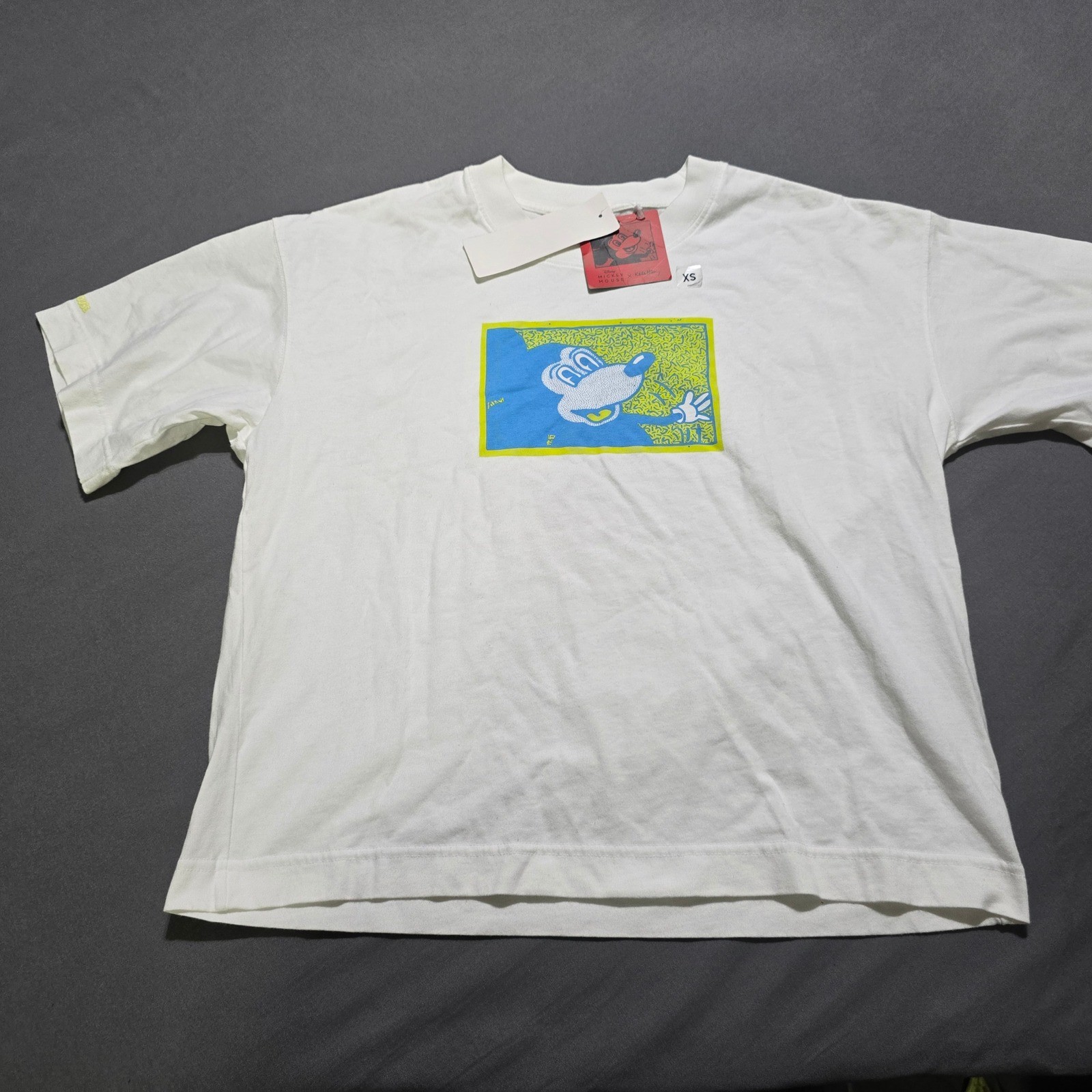new Uniqlo Mickey Mouse x Keith Haring T-Shirt mens XS White Graphic Art Tee