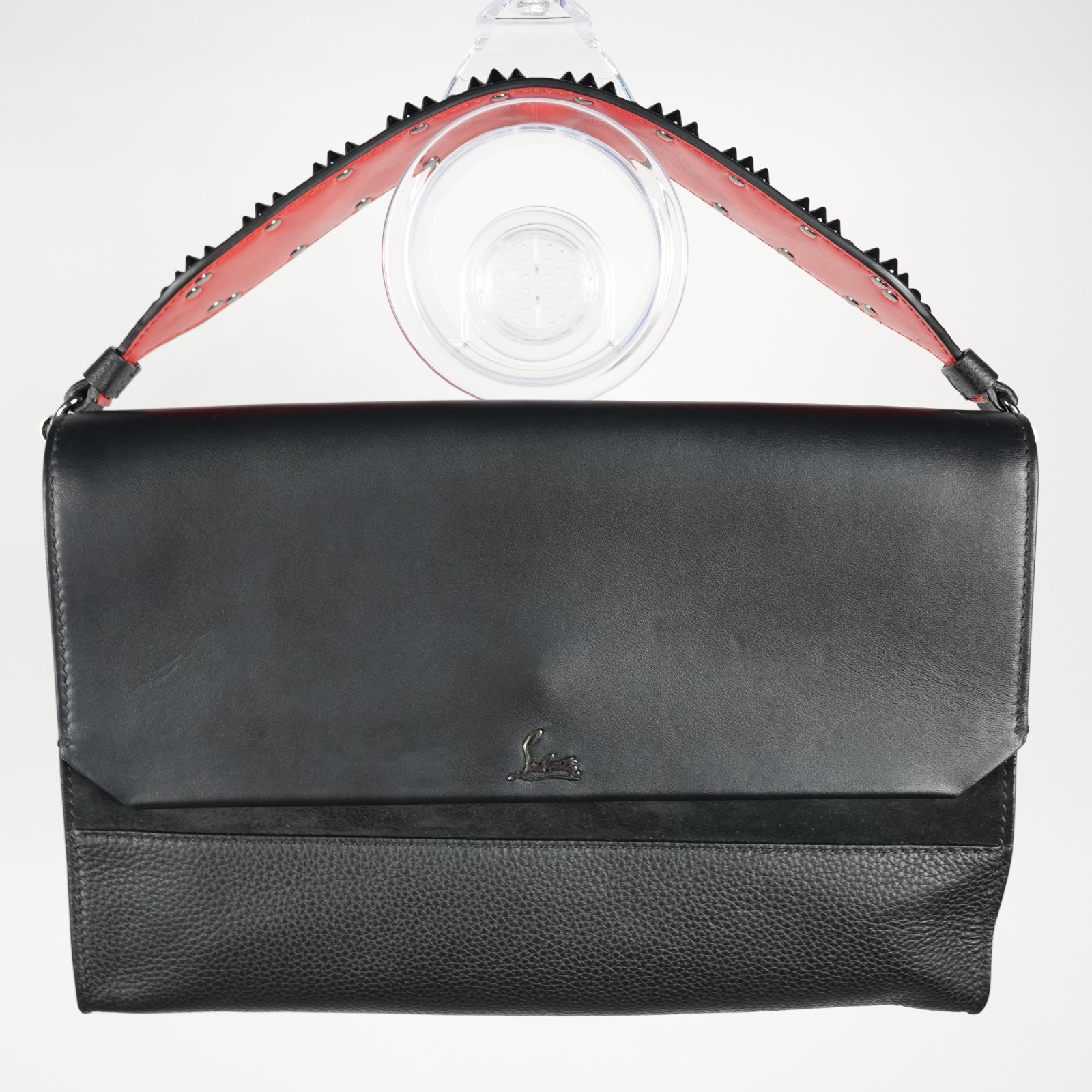 * Christian Louboutin Loubiblues Studded Leather Shoulder Bag Black