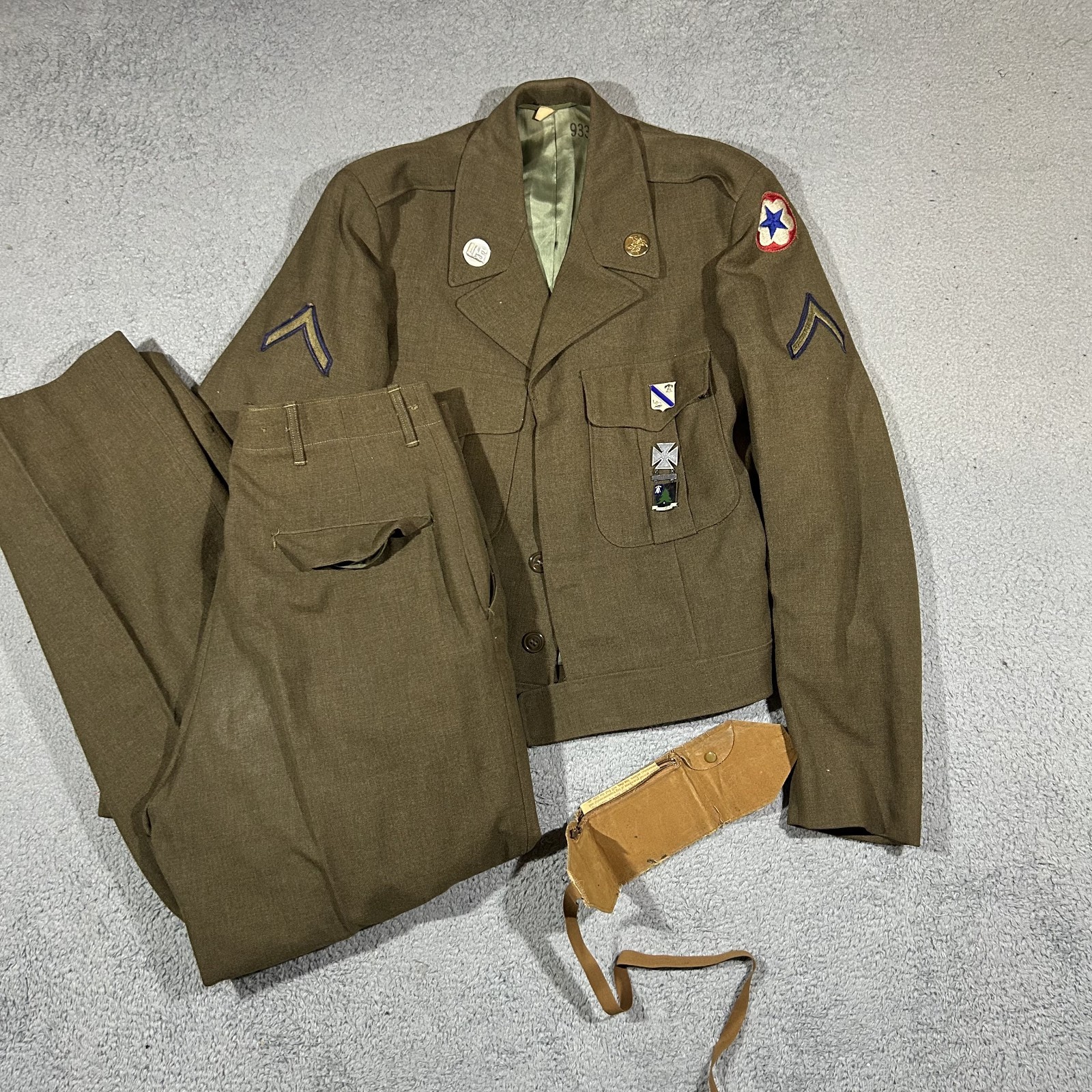 Vintage U.S. Army Wool Service Uniform Matching Wool Trouser Small Field Pouch