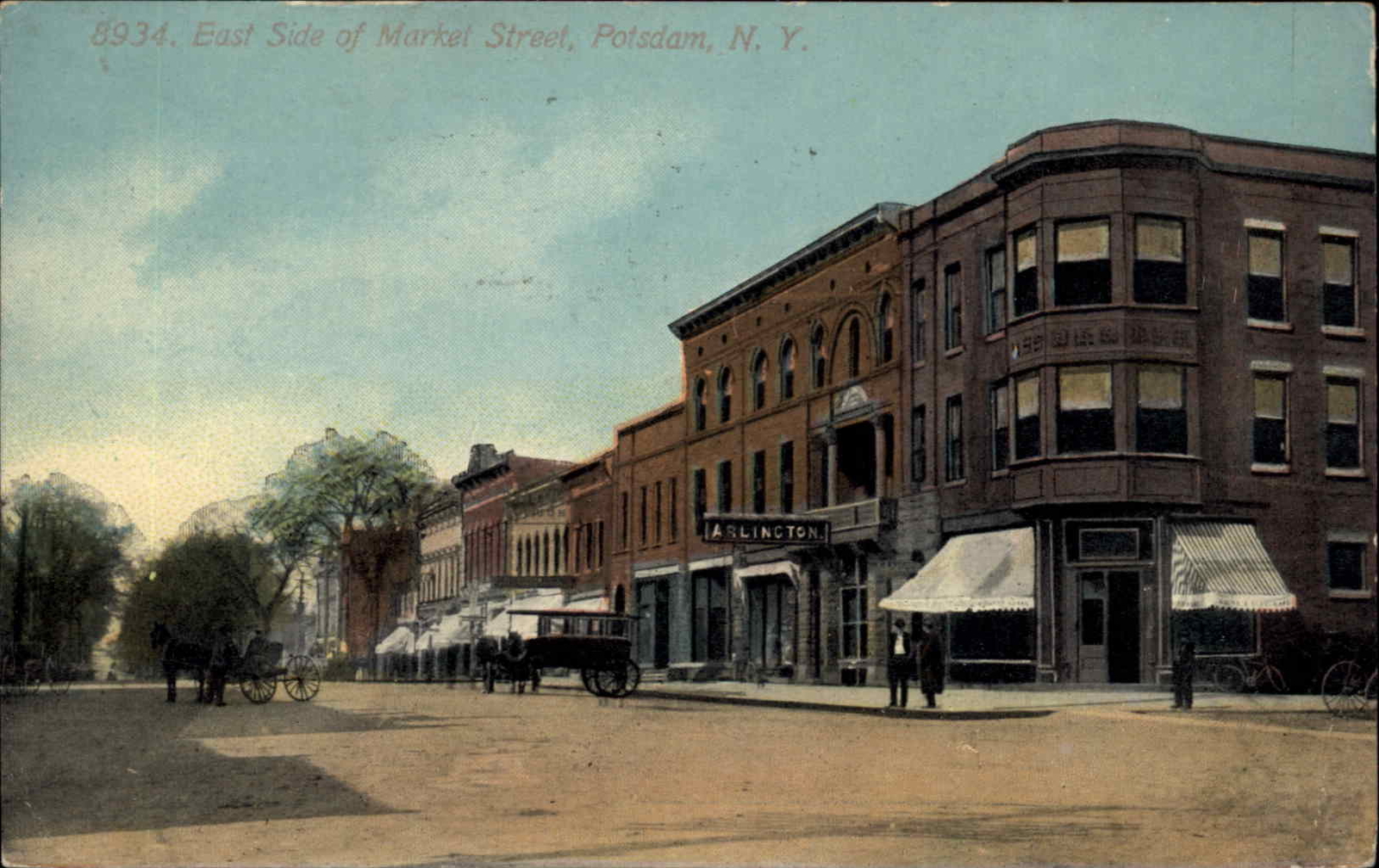 Potsdam New York NY Market Street East Side c1910 Vintage Postcard