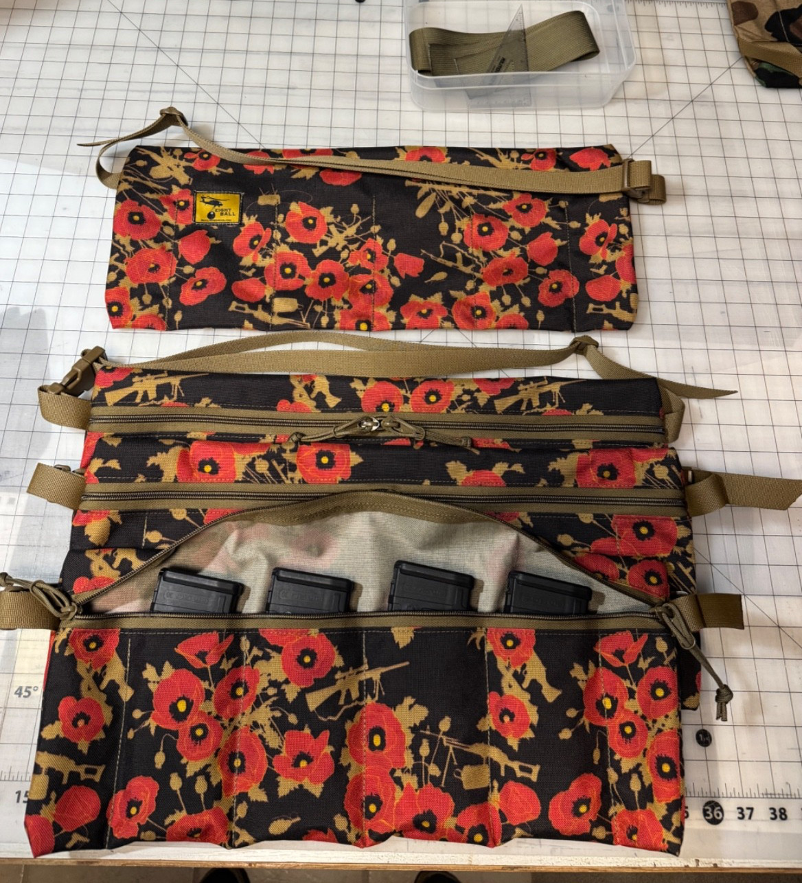 Eight Ball M8 - 4 Mag bandolier for magazines, or storage, Poppies of War camo