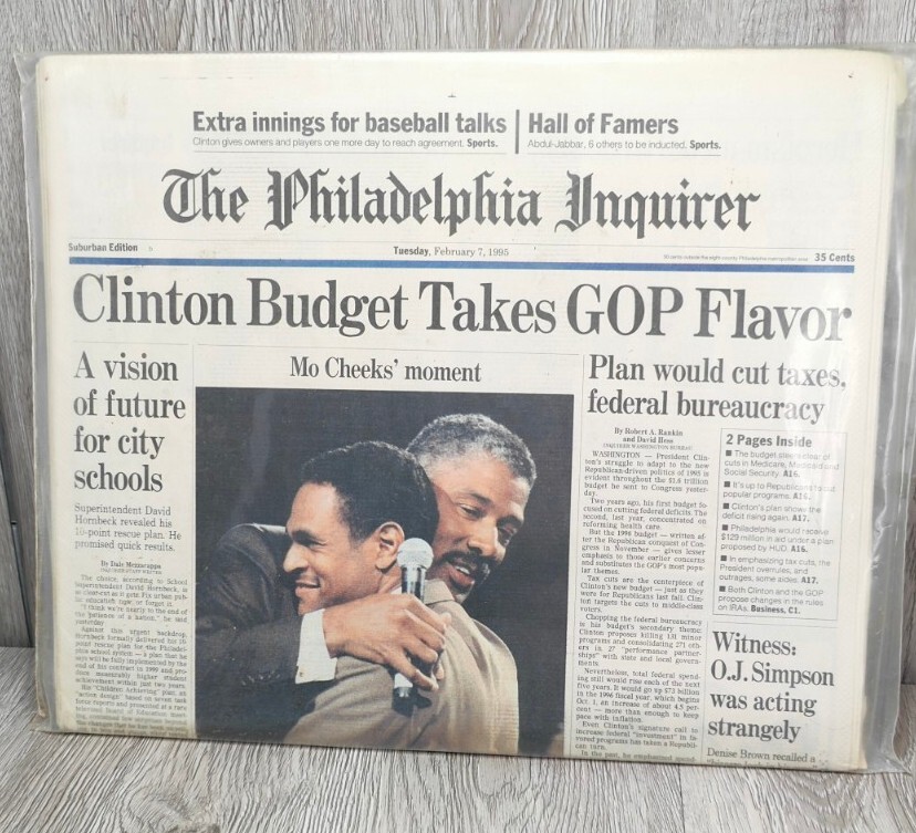 1995 Philadelphia inquirer newspaper with Maurice cheeks and Dr. J Pennsylvania