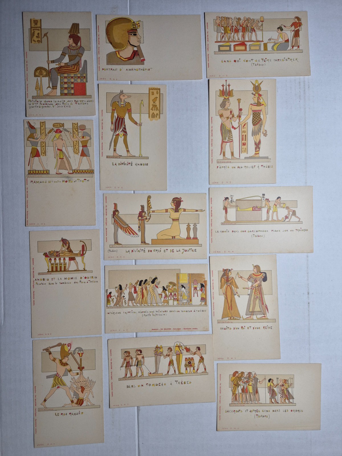 Lot of 14 Egyptian Art Sacrifice to Gods Postcards by RM de Giorgio c1900