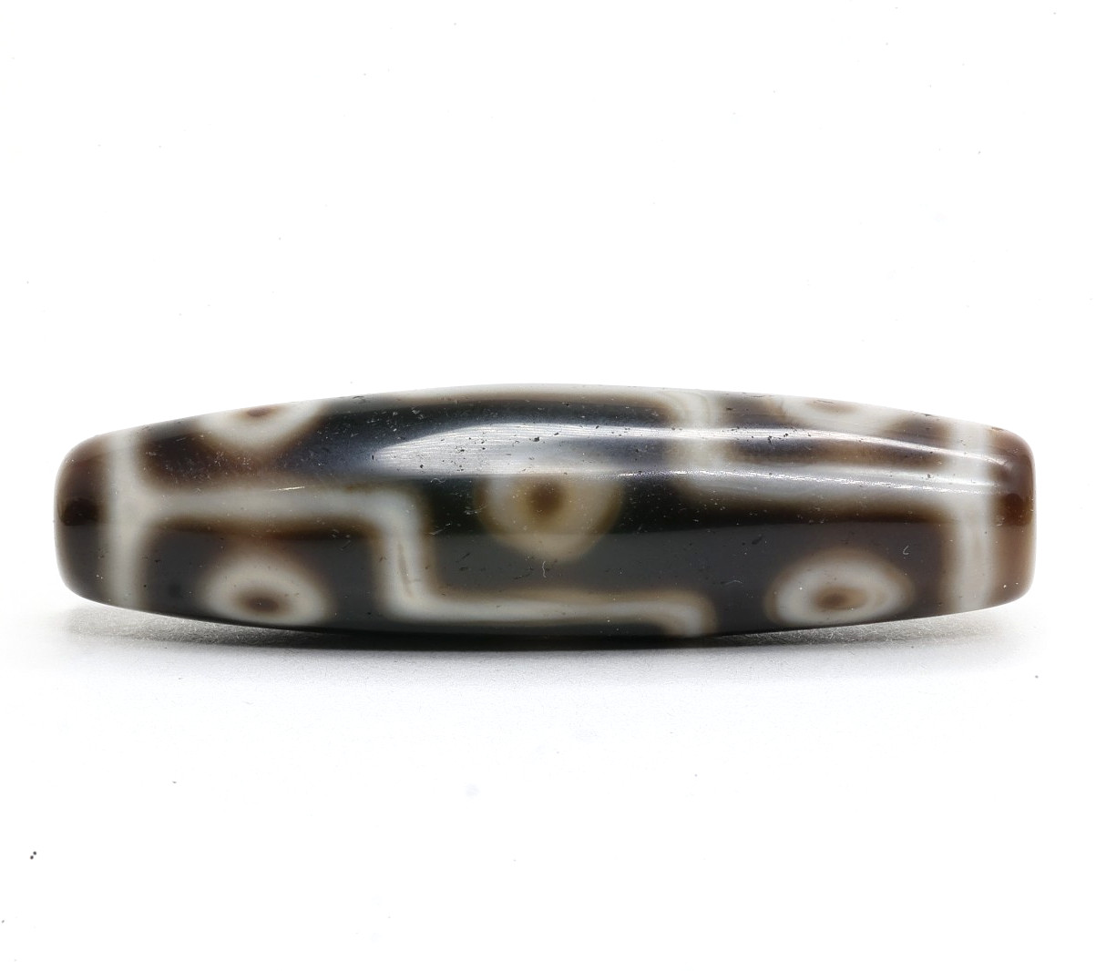 Rare Tibetan 1990s-era 9 Eyes Dzi Bead Pattern Agate Talisman Handmade Amulet