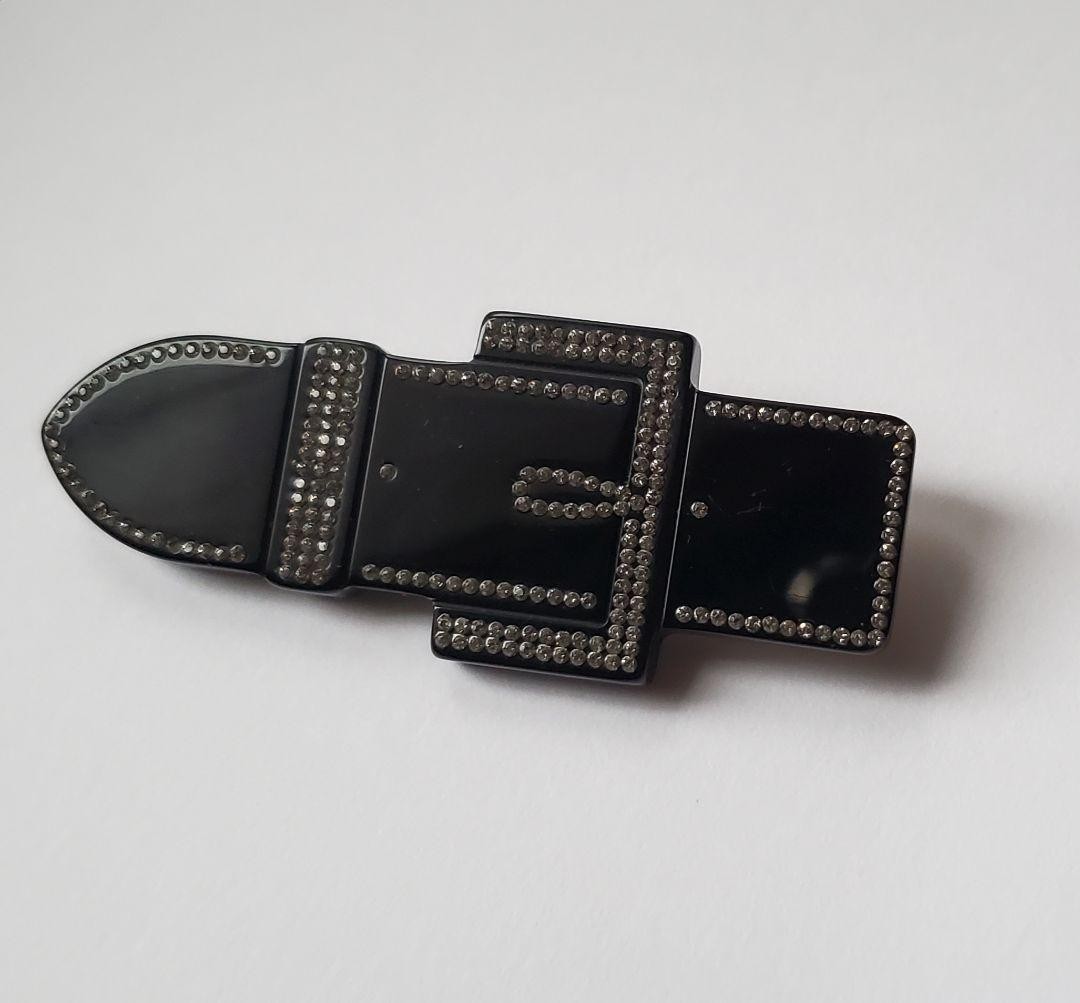 MIUMIU Buckle Bijou Brooch Swarovski Crystal Bakelite Jewelry Used