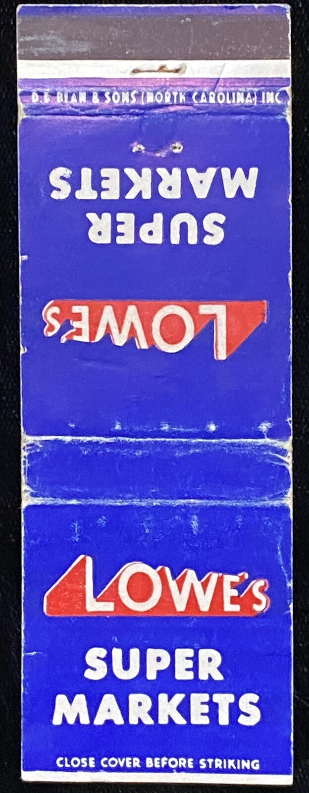 LOWE’S Super Markets Vintage FrontStrike Matchcover B-4467