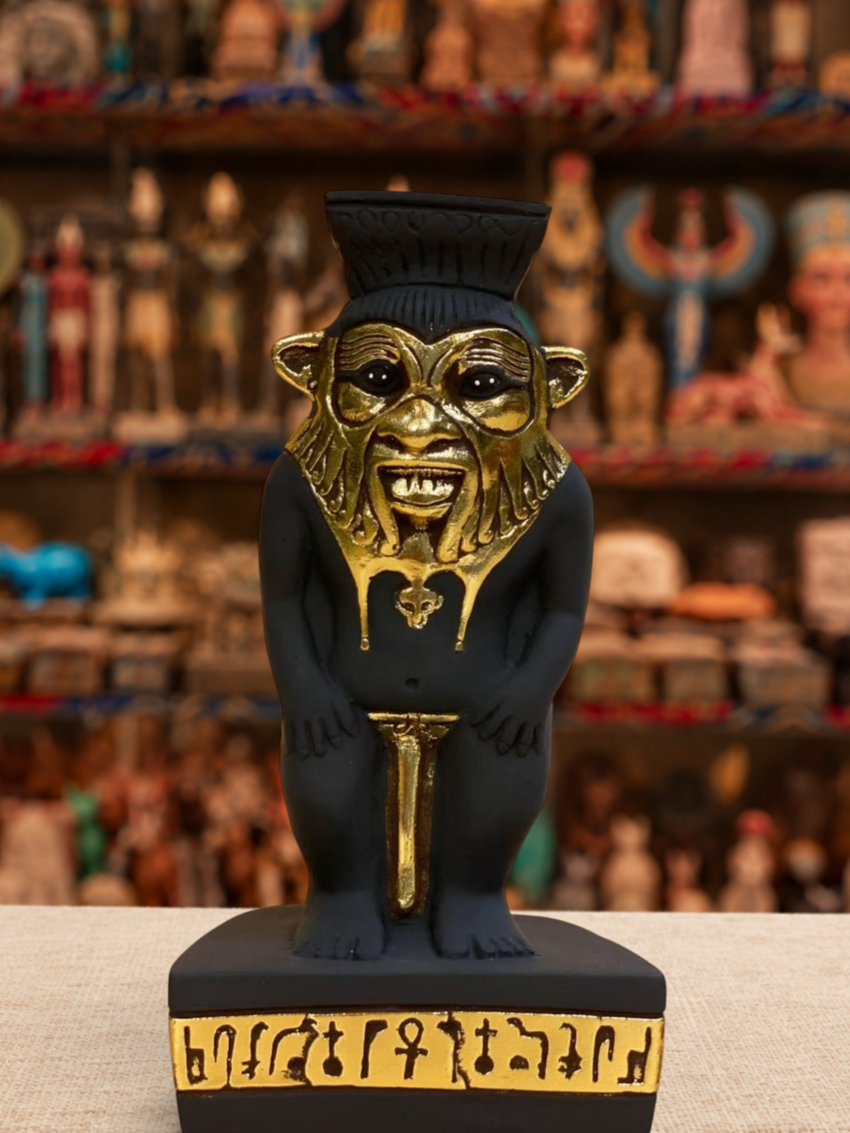 Rare Statue of the God Bes the dwarf, protector of households in Ancient Egypt