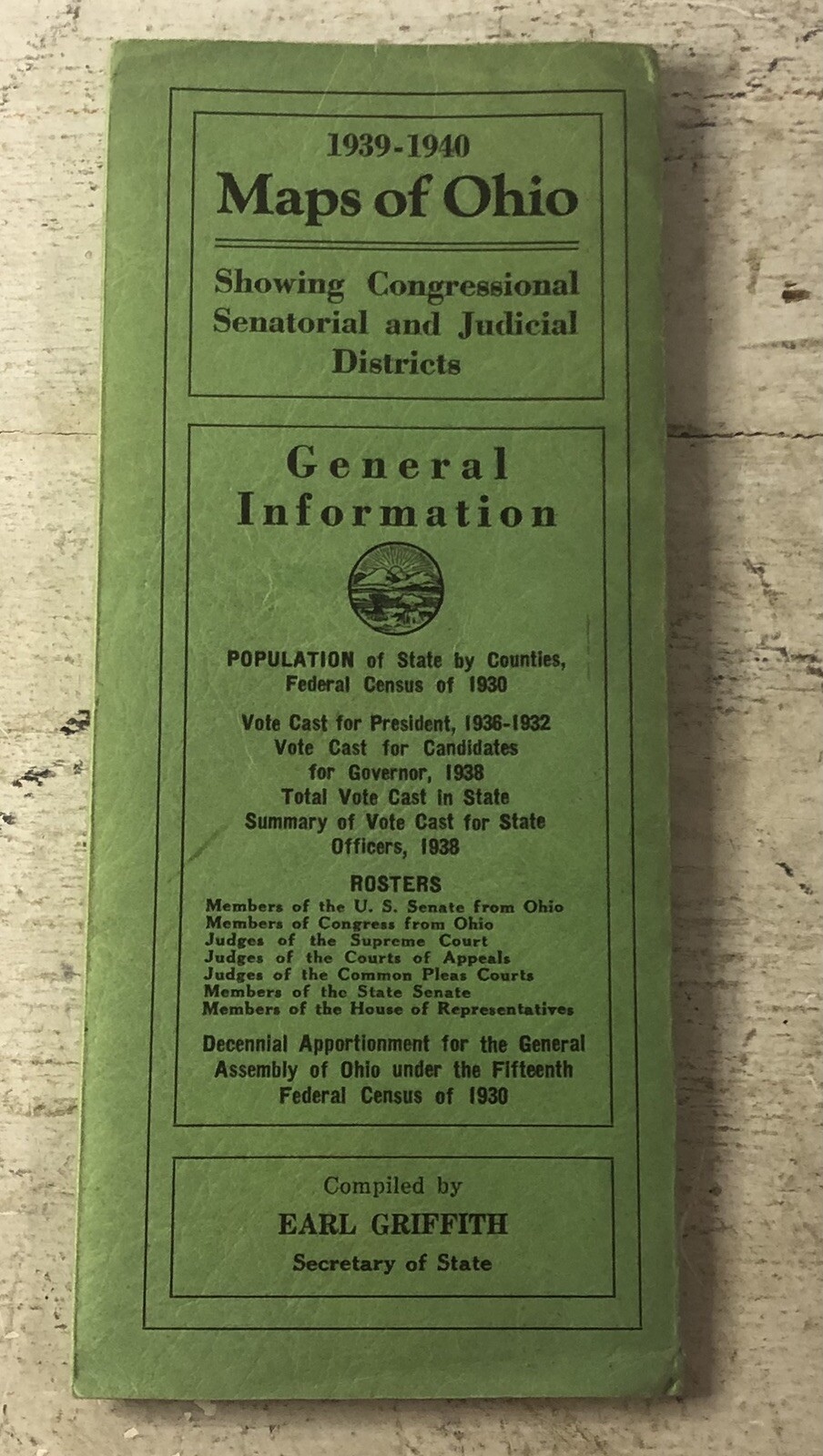 VTG 1939-40 Maps Of Ohio Showing Congressional Senatorial & Judicial Districts