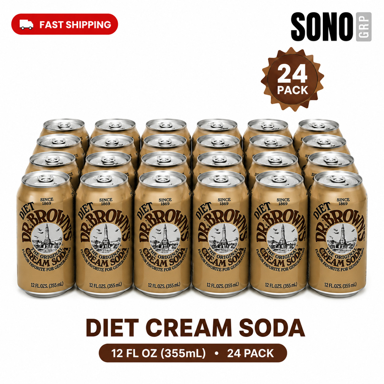Dr. Brown's Diet Cream Soda , 12 Fl Oz (Pack of 24)