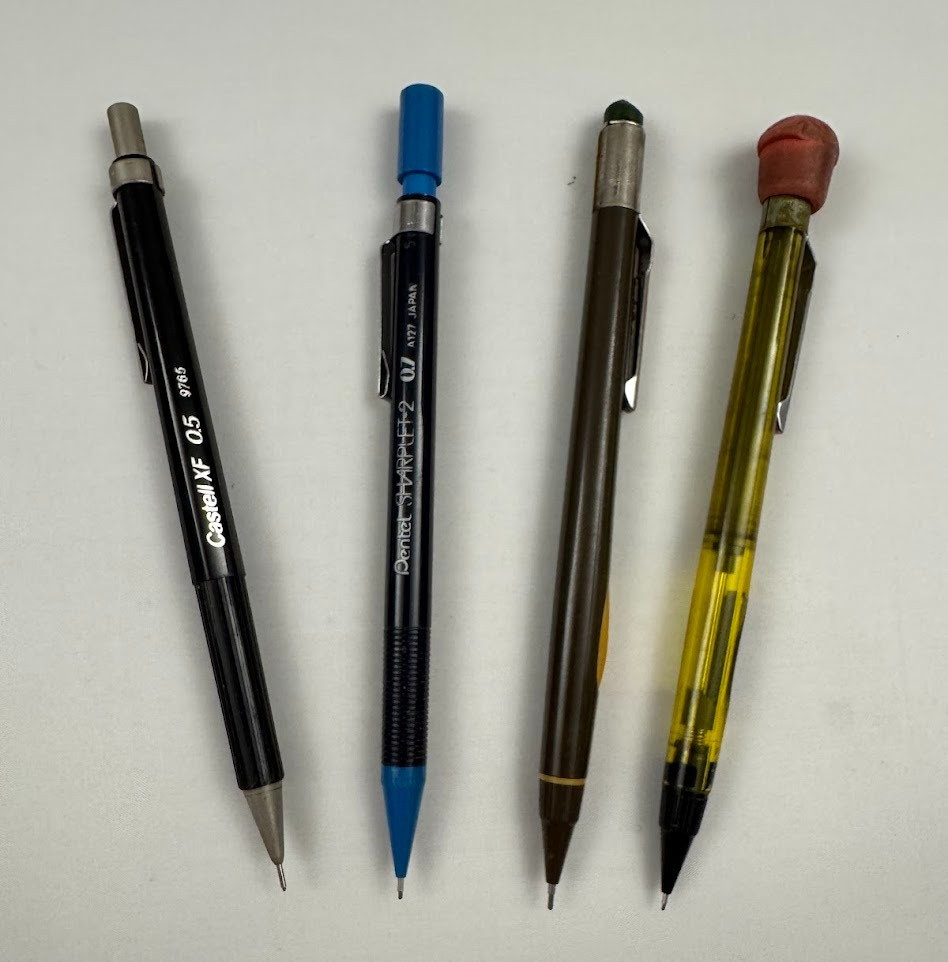 vintage CASTELL 0.5 Japanese Pentel mechanical pencil pencil lot 4 (2 UNKNOWN)