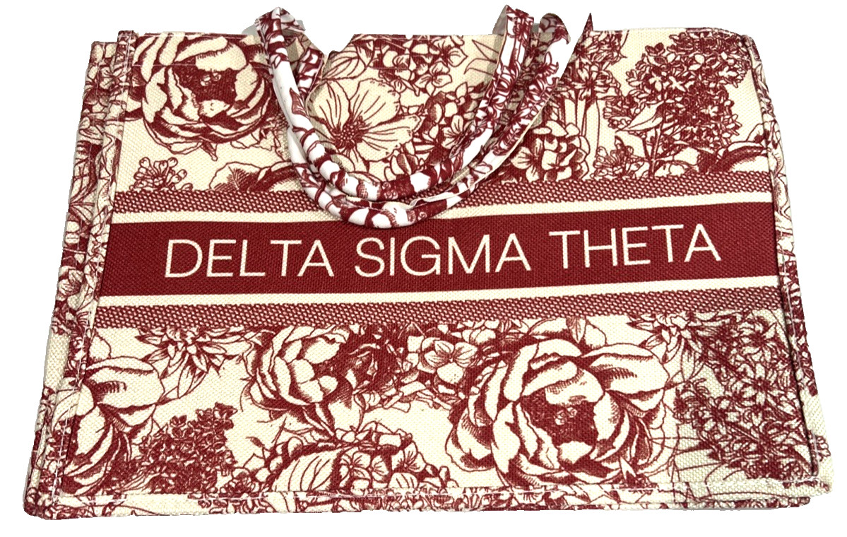 Delta Sigma Theta Canvas Tote Bag Semi-Rigid w/ Zipper 16