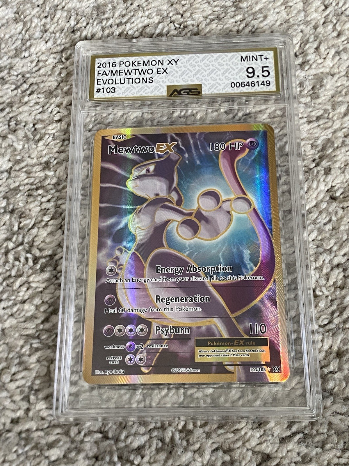 XY Evolutions Mewtwo EX 103/108 2016 Full Art Graded 9.5 Gold Label Pokémon TCG