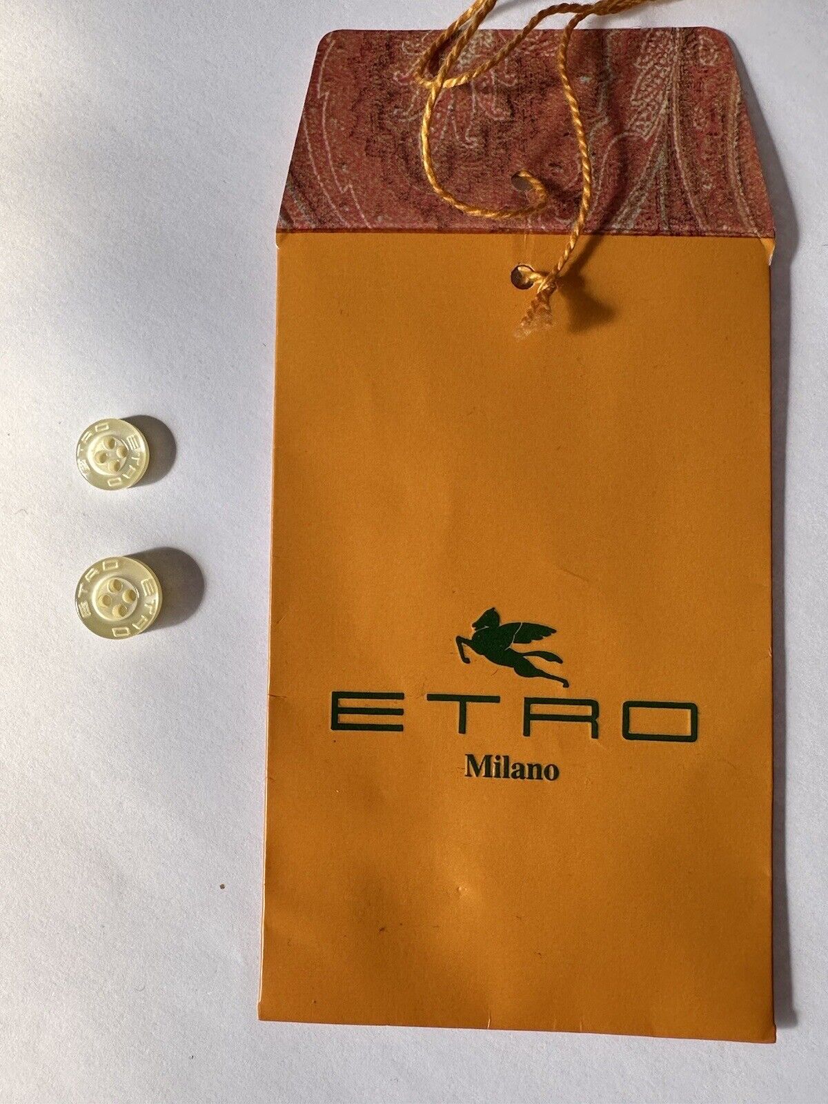Two Vintage ETRO MILANO Designer White Replacement Button Signed 0.5” 1cm