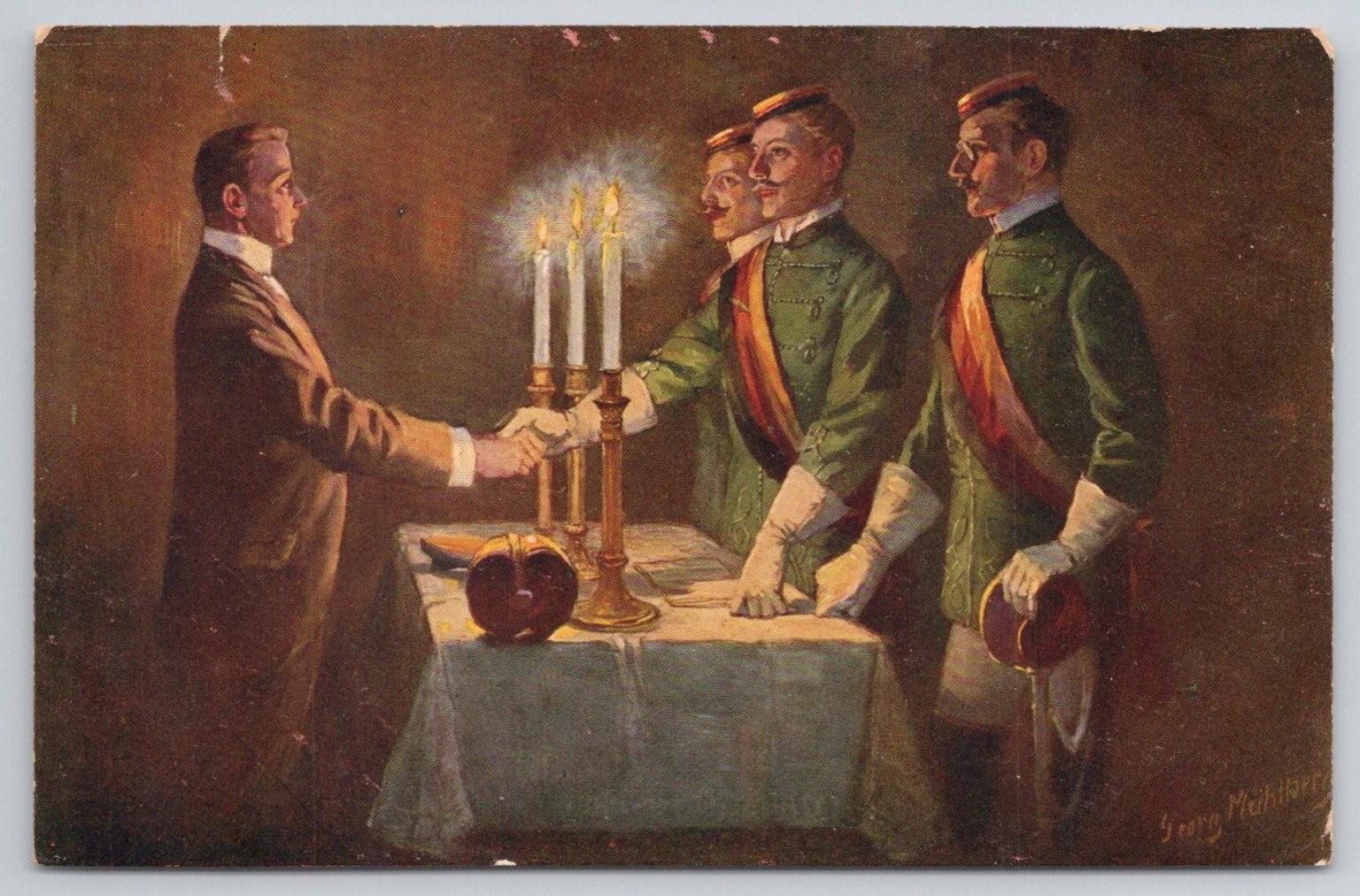 Heidelberg Student Corps Initiation Art Postcard Georg Mühlherr c1910 German