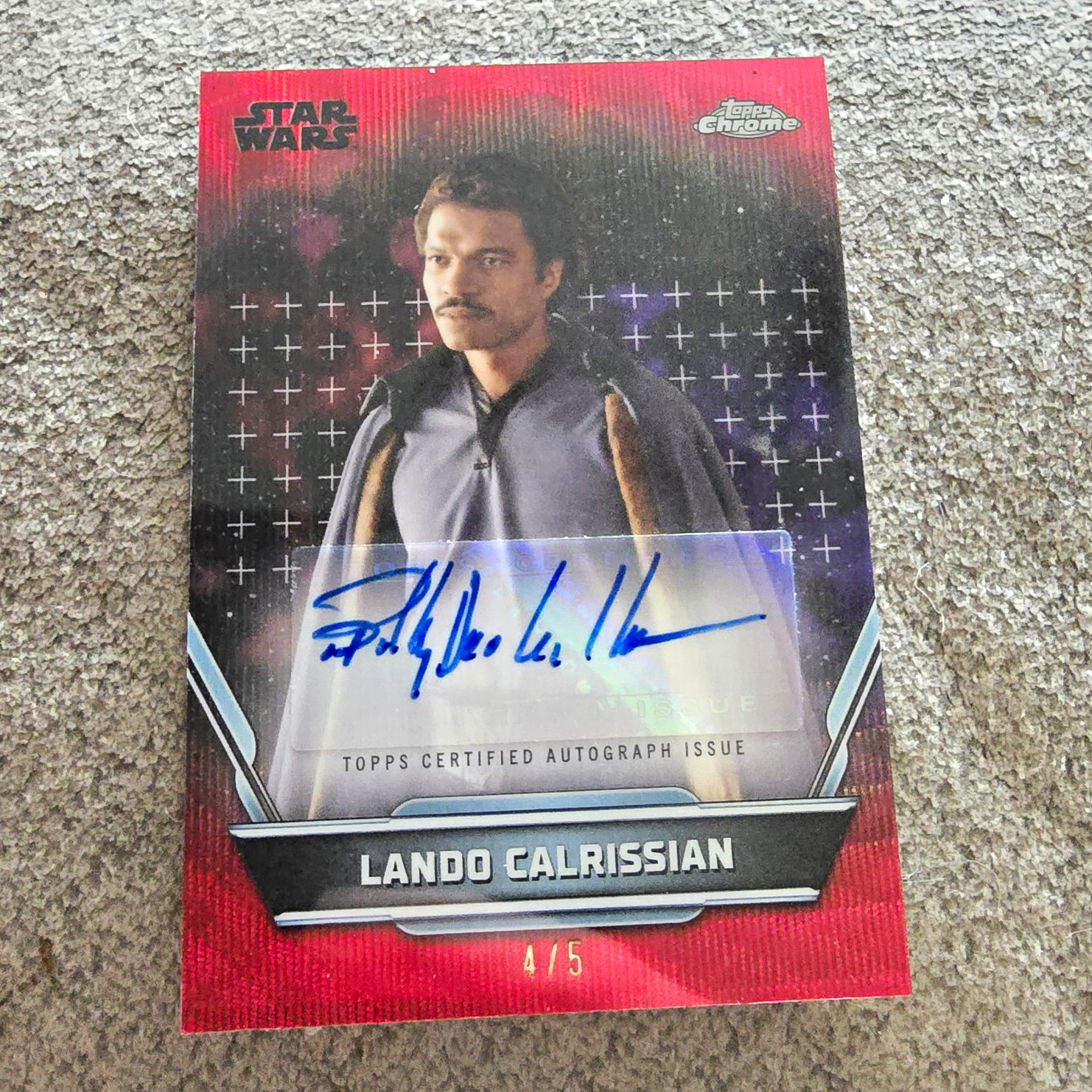 2024 TOPPS CHROME STAR WARS HYPERSPACE RED REFRACTOR LANDO CALRISSIAN AUTO 4/5