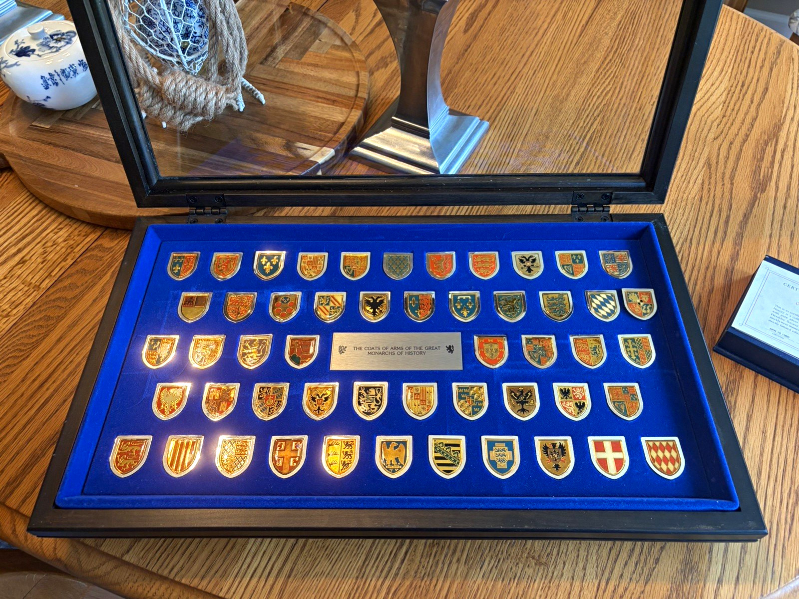 Franklin Mint Framed Coats of Arms Crest Set Hand-Enameled w/ Certificate