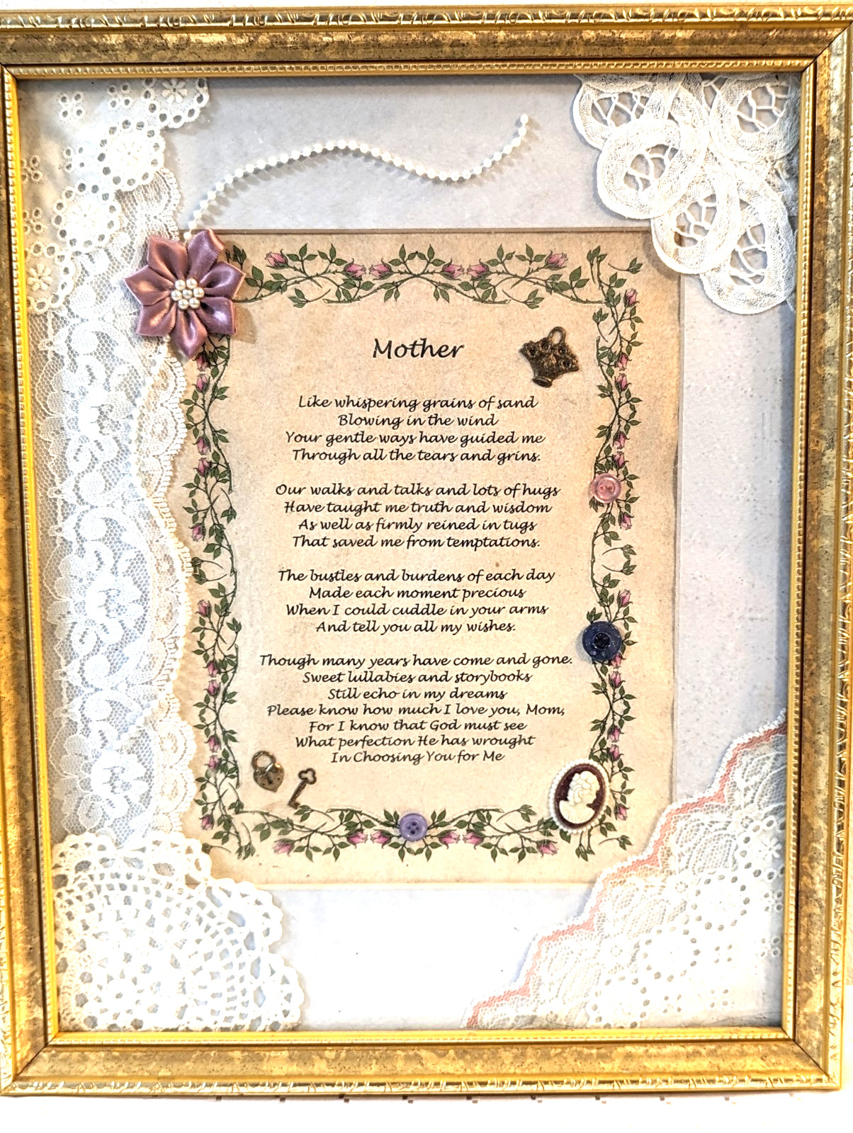 Vtg-Wall Decor-Framed Poem Victorian Style -Entitled \