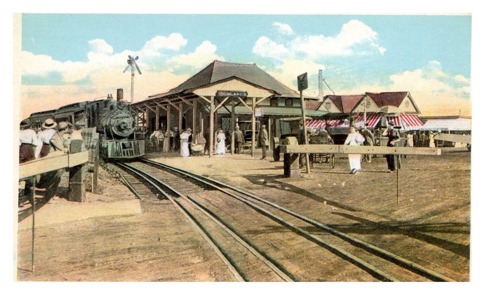 1915 Highlands New Jersey Railroad Station Postcard -AA-46