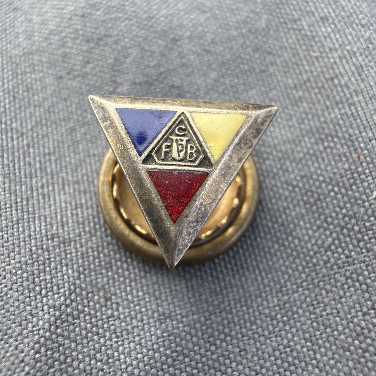 Vtg Antique FCB Knights Of Pythias Enamel Lapel Pin Screwback 10K GF Fraternal