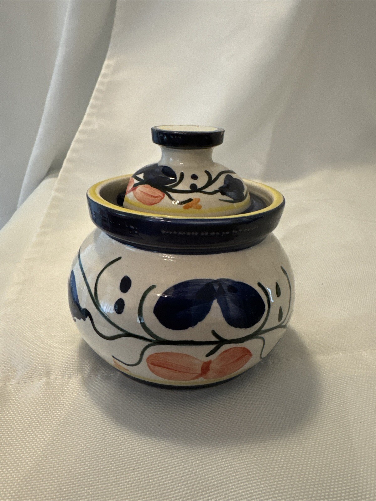 Tonala Mexican Pottery Covered Dish Colorful Made in Mexico Honey Pot Or Creamer
