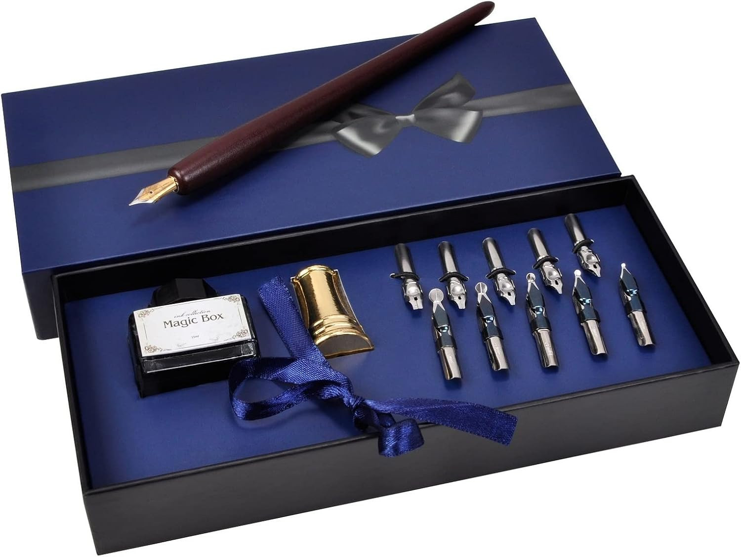 Calligraphy Pen Set, 11 Nibs, Black Ink, Pen Stand