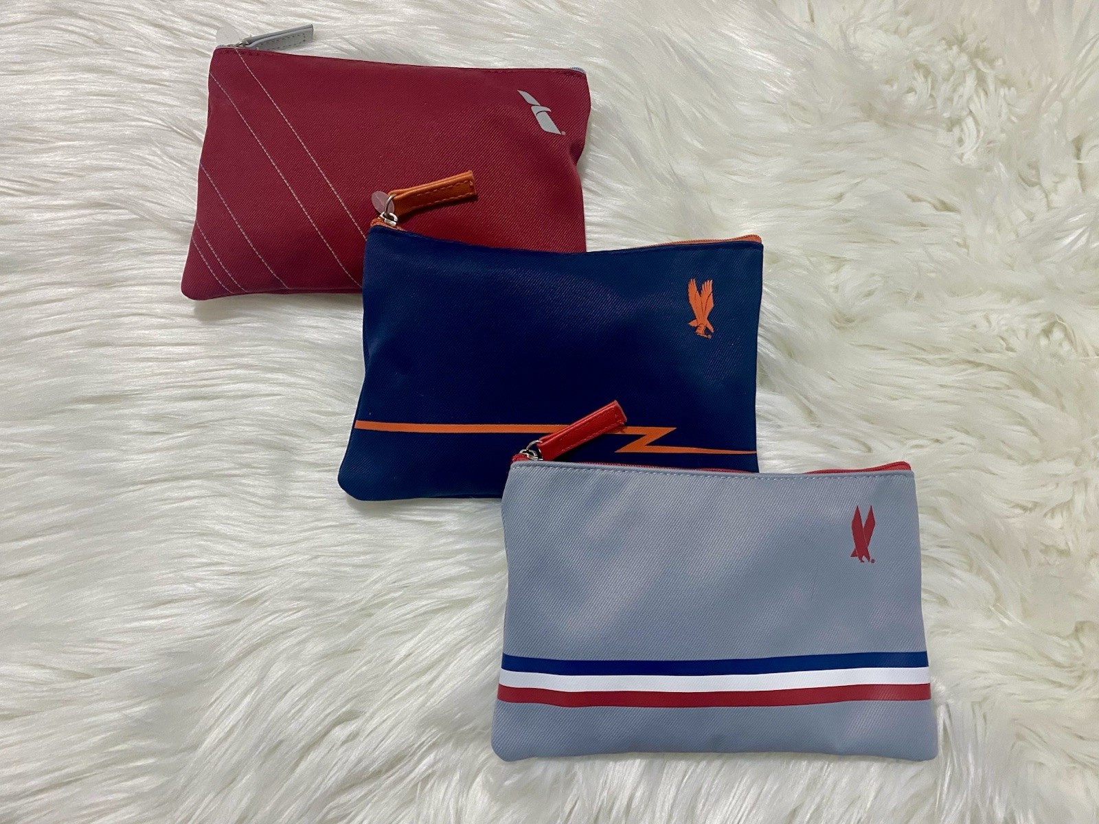 American Airlines Centennial 100 Years Amenity Kits Silver Blue Red \'Full Set\'