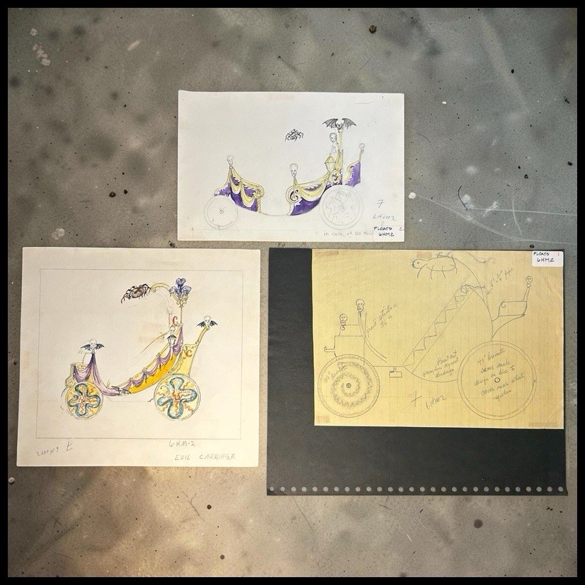 1962 Krewe of Hermes Mardi Gras Evil Carriage Tableau Ball Art Lot Spangenberg