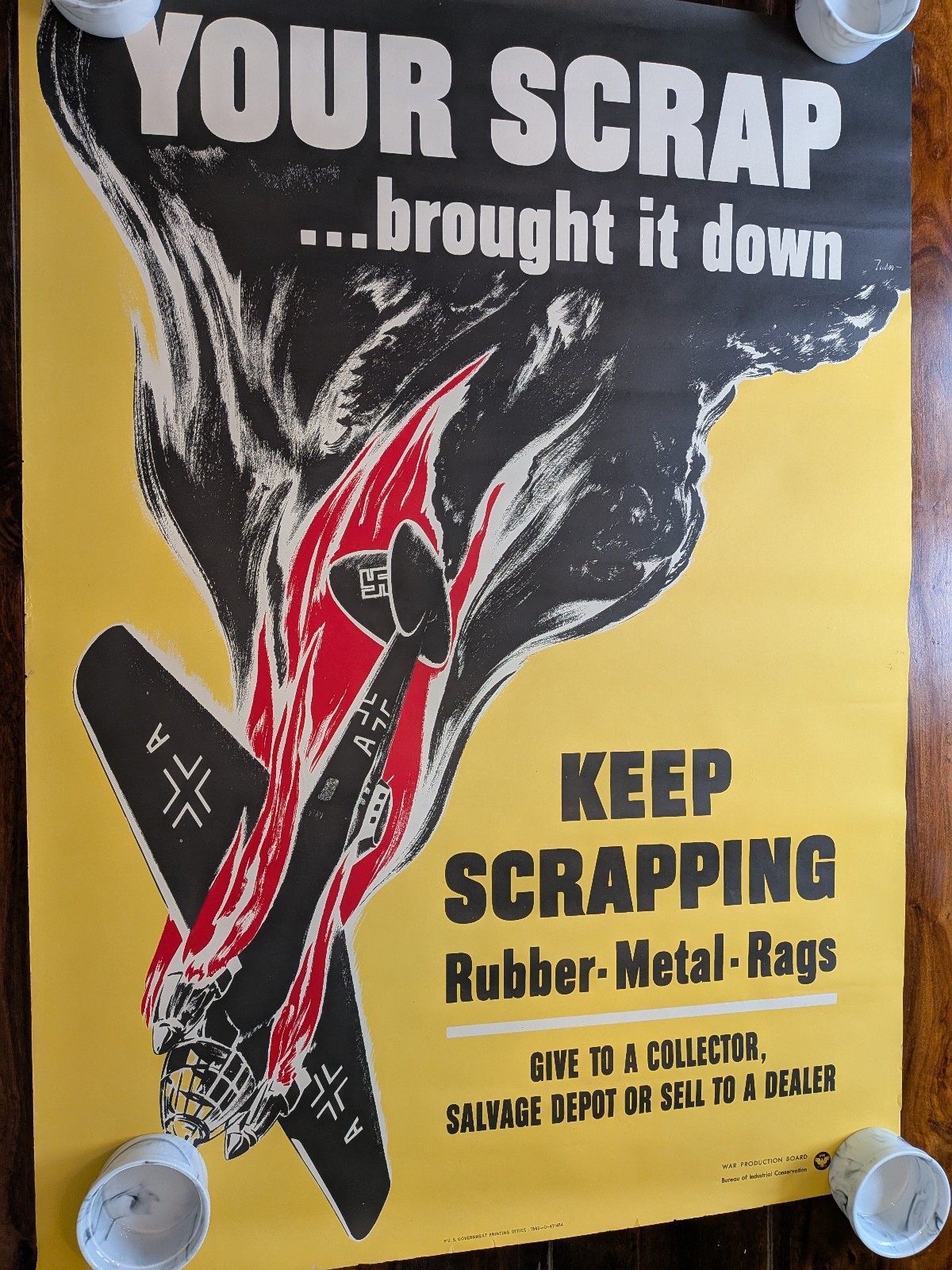 Vintage Orig 1942 WWII Poster Your Scrap Brought It Down War Production Board Vintage Orig 1942 WWII Poster Your Scrap Brought It Down War Production Board