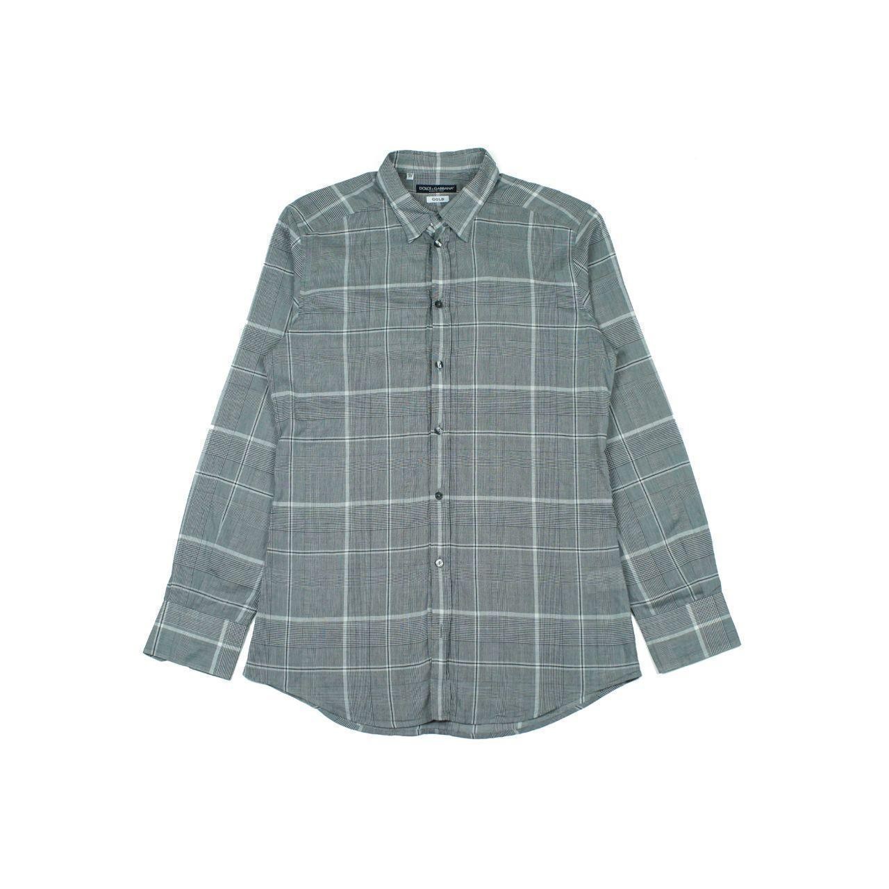 Dolce & Gabbana Gold Check LS Shirt Luxury Designer