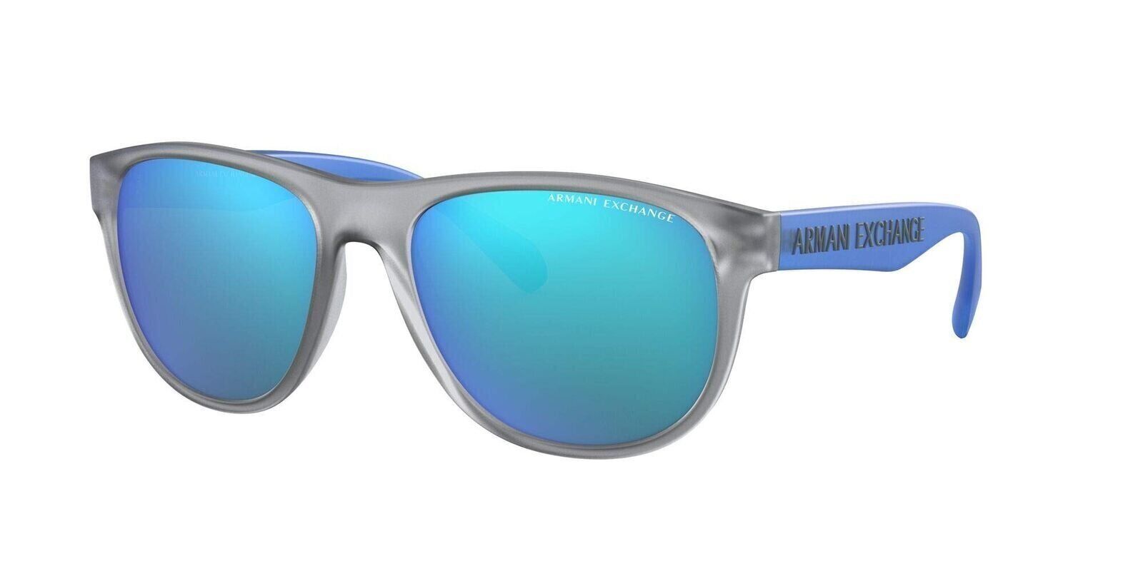 A|X ARMANI EXCHANGE Men\'s AX4096S Square Sunglasses Matte Grey/Light Blue Mirror