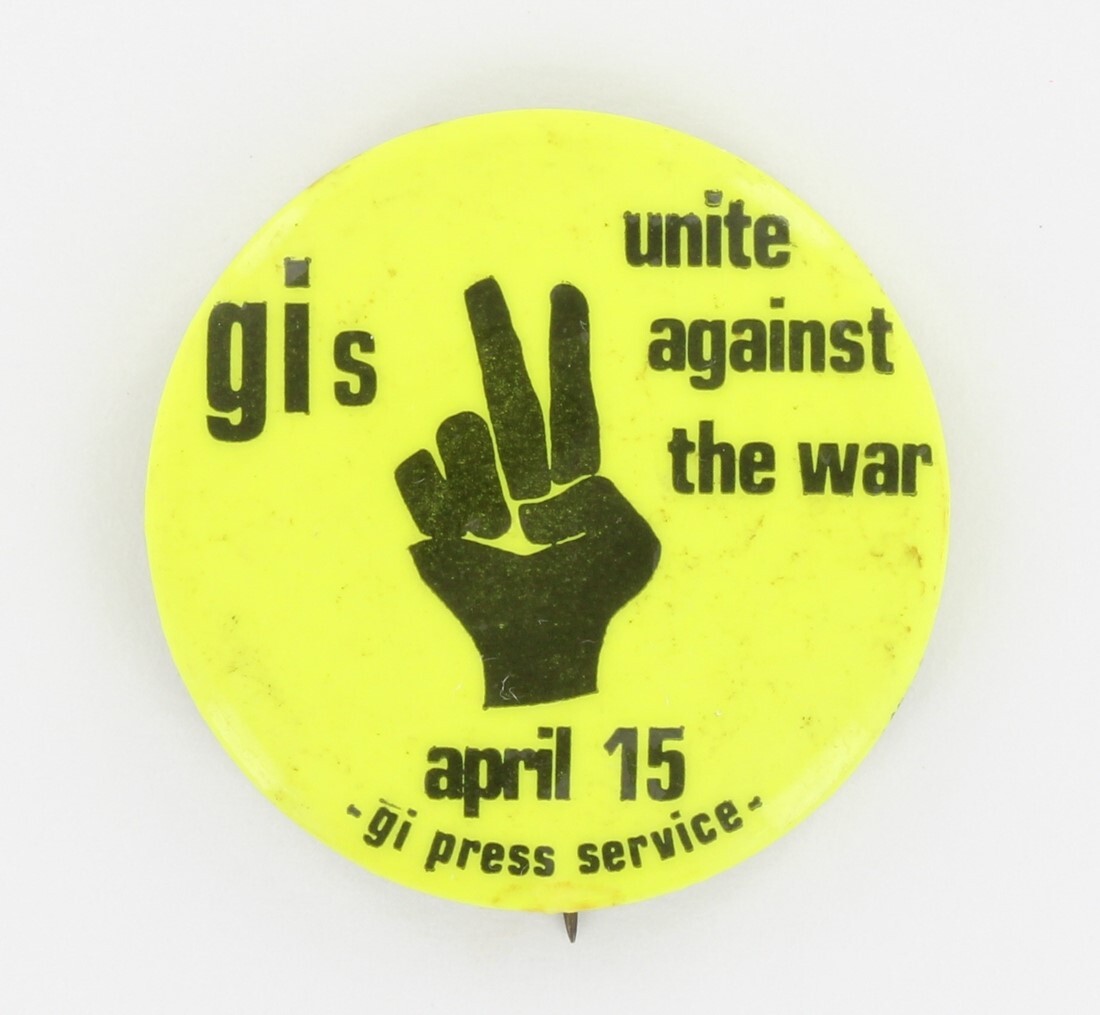GI Underground Press 1967 Rare Soldier Protest Button, Unite Against Vietnam War