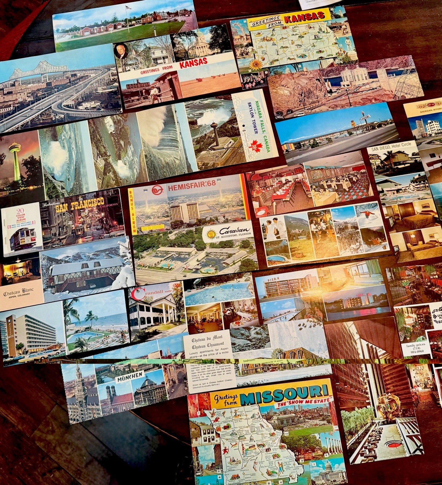 Vintage 1950s-1970s Travel Ephemera Lot of 23 Oversized Post Cards + More