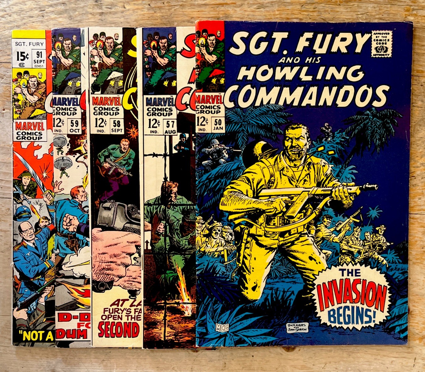 SGT. FURY AND HIS HOWLING COMMANDOS #50,#57,#58,#59 & #91~1/67-9/71~(5) BOOKS
