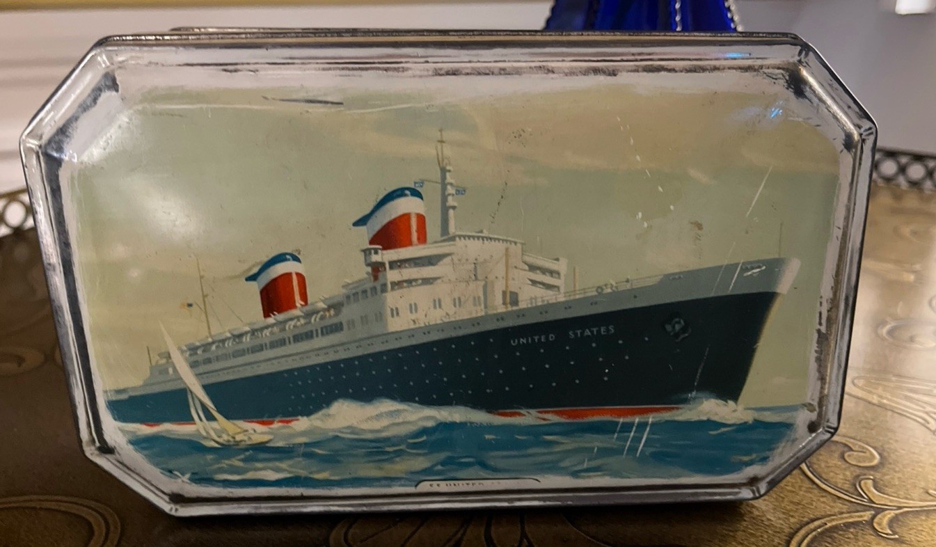 VTG S.S. United States Cruise Ocean Liner Benson’s Confectionery Hard Candy Tin