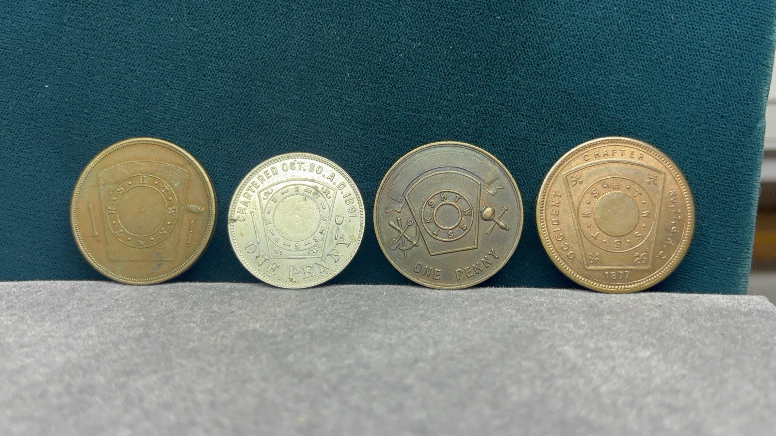 4pc Masonic Royal Arch Chapter Pennies St Helena Occident Auburn Cherryvale