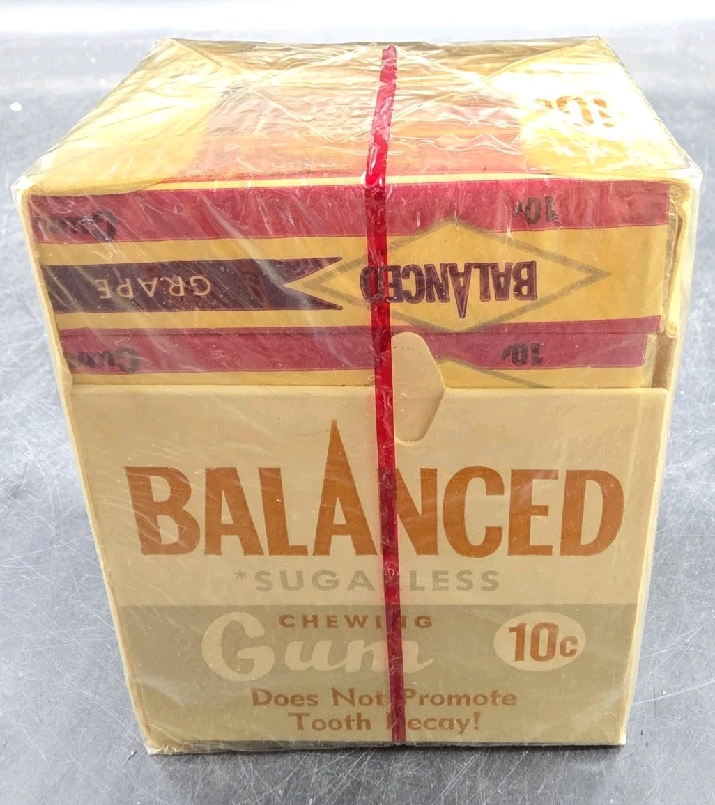 Vintage 1962 20 PACKS Balanced GRAPE Chewing Gum Unopened Made IN USA RARE 