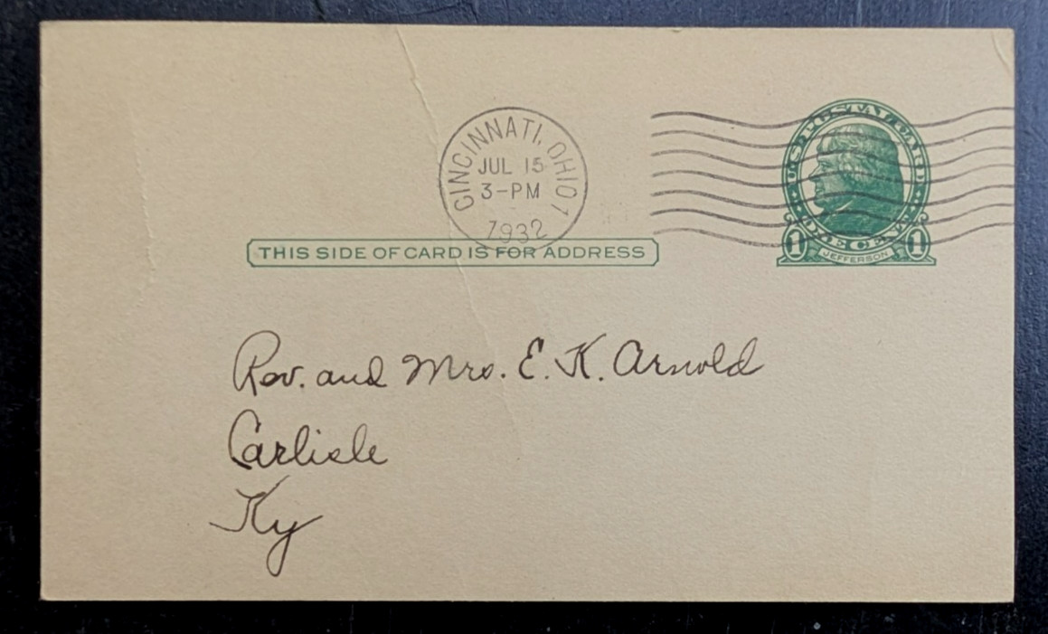 Vintage 1932 Kentucky Postcard WCKY Radio Performer Ruth Arnold to Carlisle KY