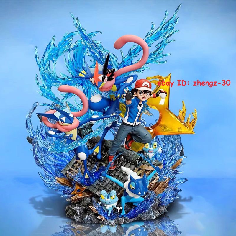 Cartoon Greninja Figure Statue Model Toy with LED Light Base Collection Ornament