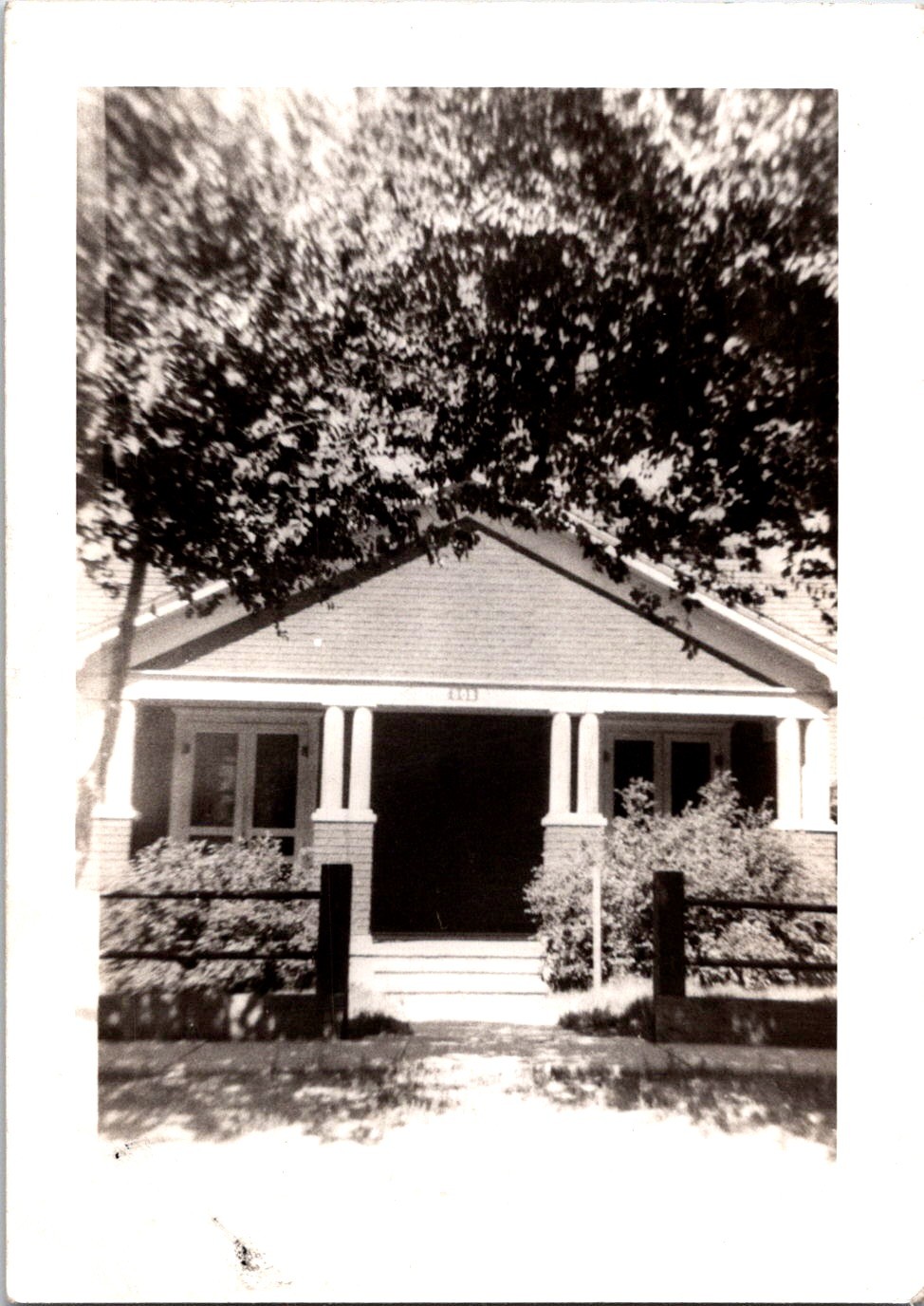 Craftsman Bungalow Exterior, 1937 Sepia Snapshot USA