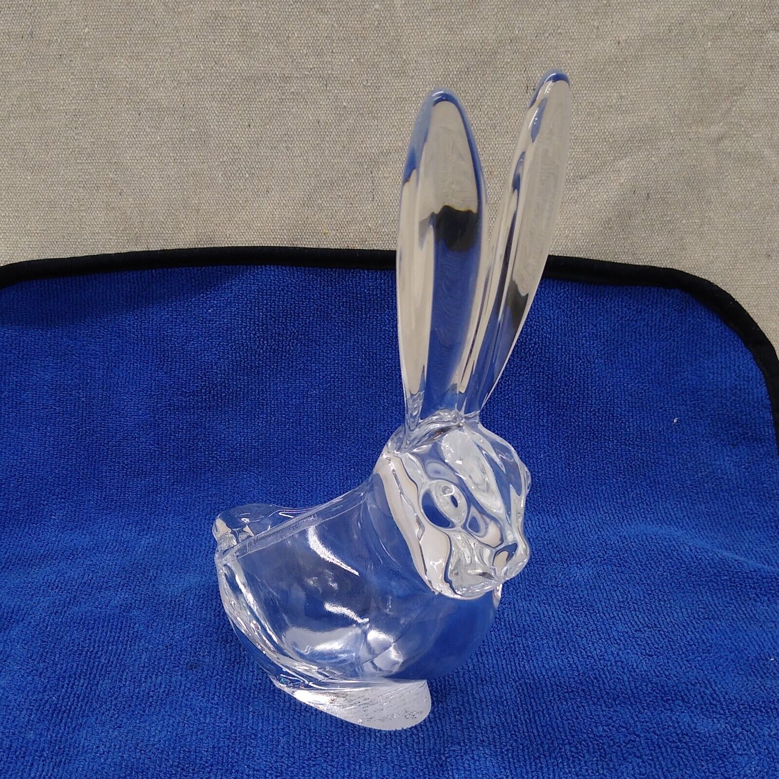 Vintage Replica Art Verrier France Glass Bunny Ashtray Dish Décor 
