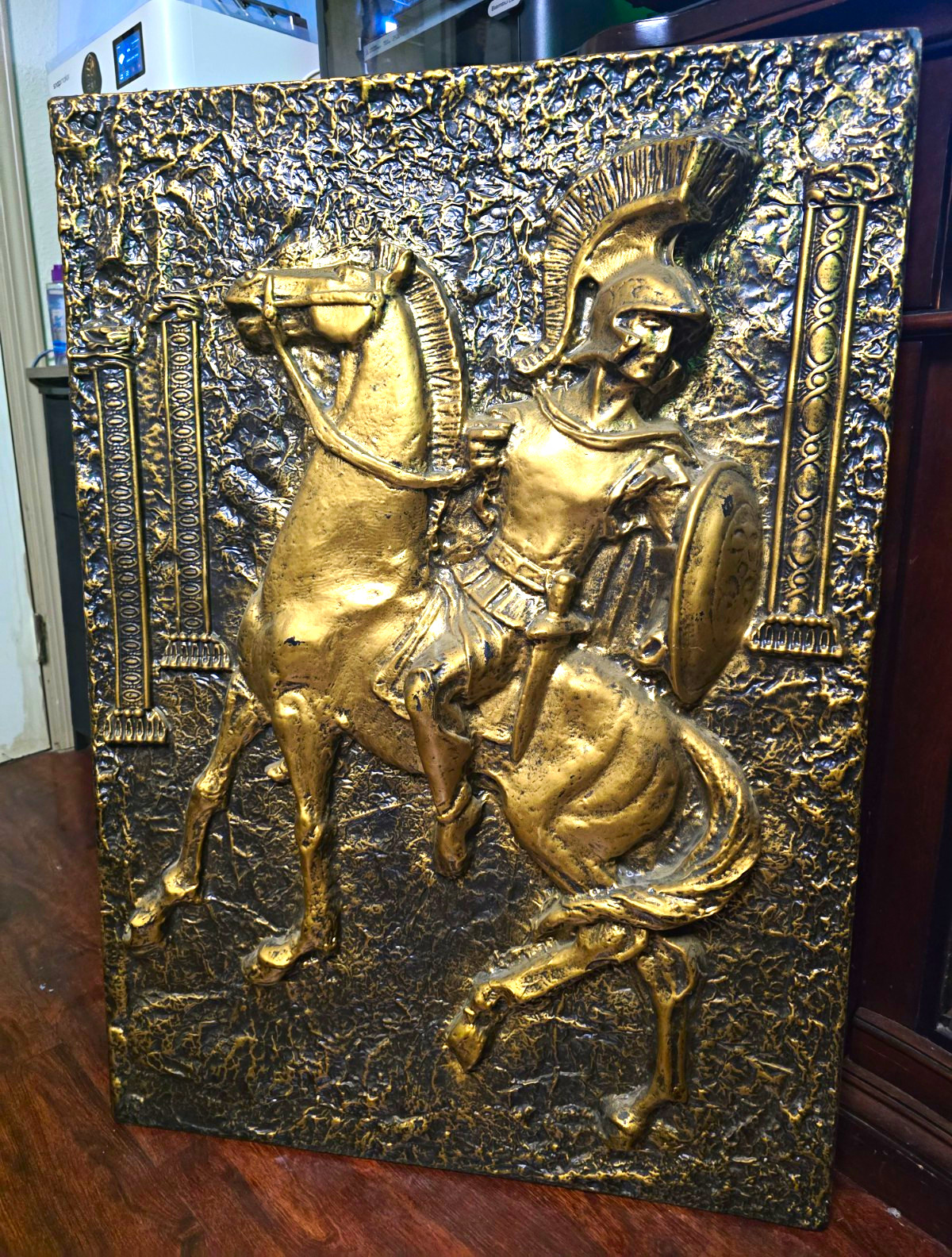Antique Mid-Century Trojan Warrior Relief Wall Art Plaque