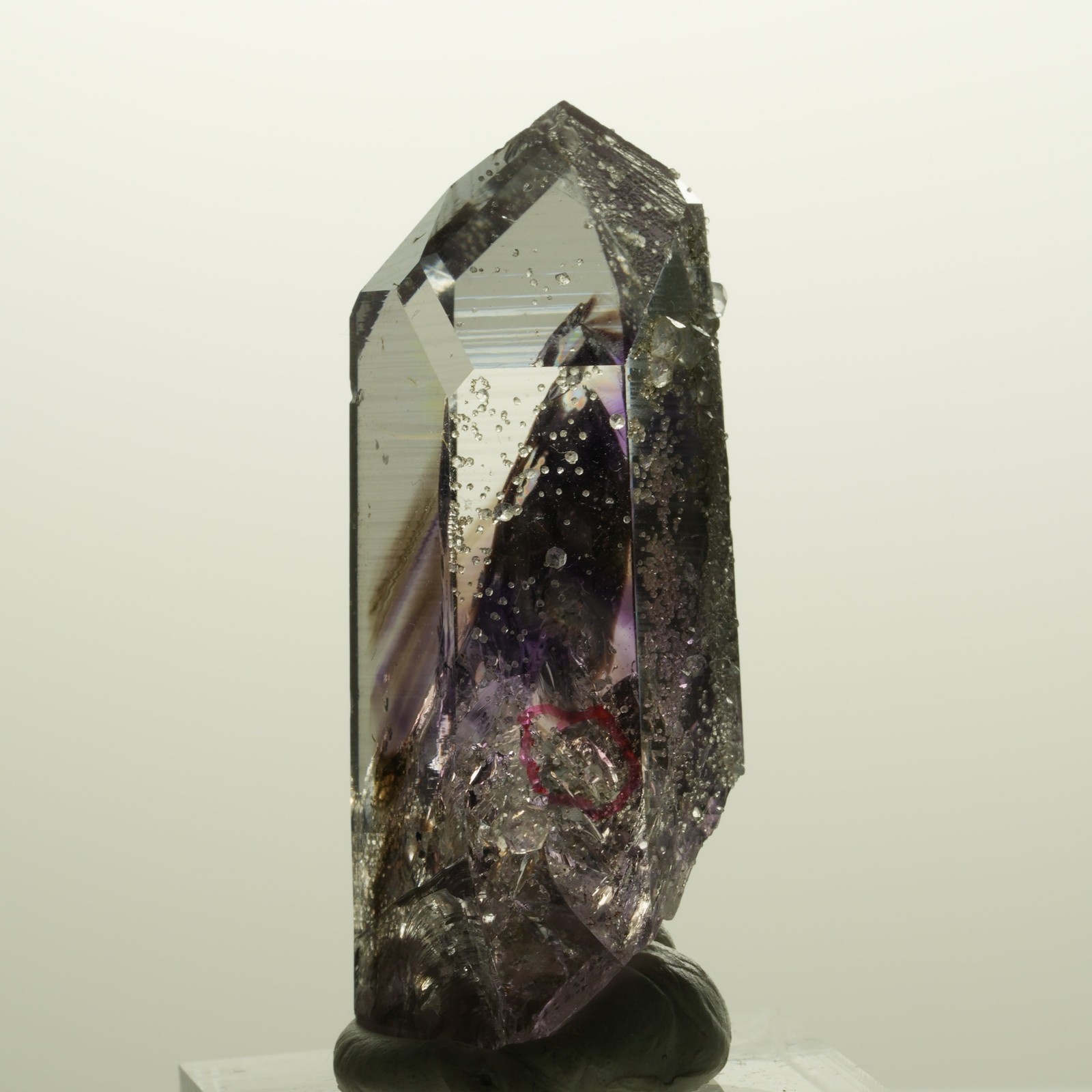 Enhydro Lemurian Phantom Amethyst, Analcim Hematite, 1x Bubble Streep Mine