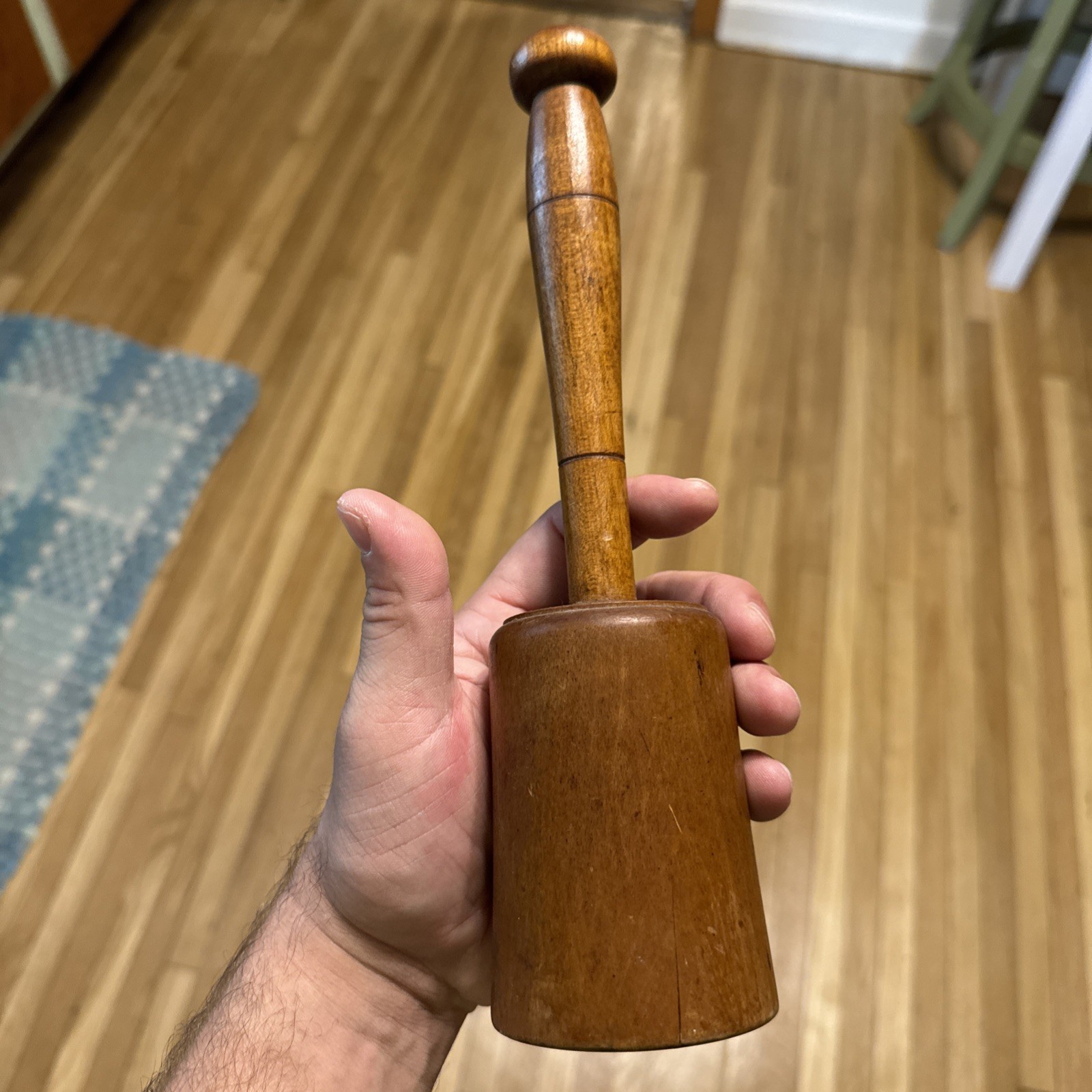 Gorgeous Antique Primitive Hand-Turned Wooden Masher / Pestle