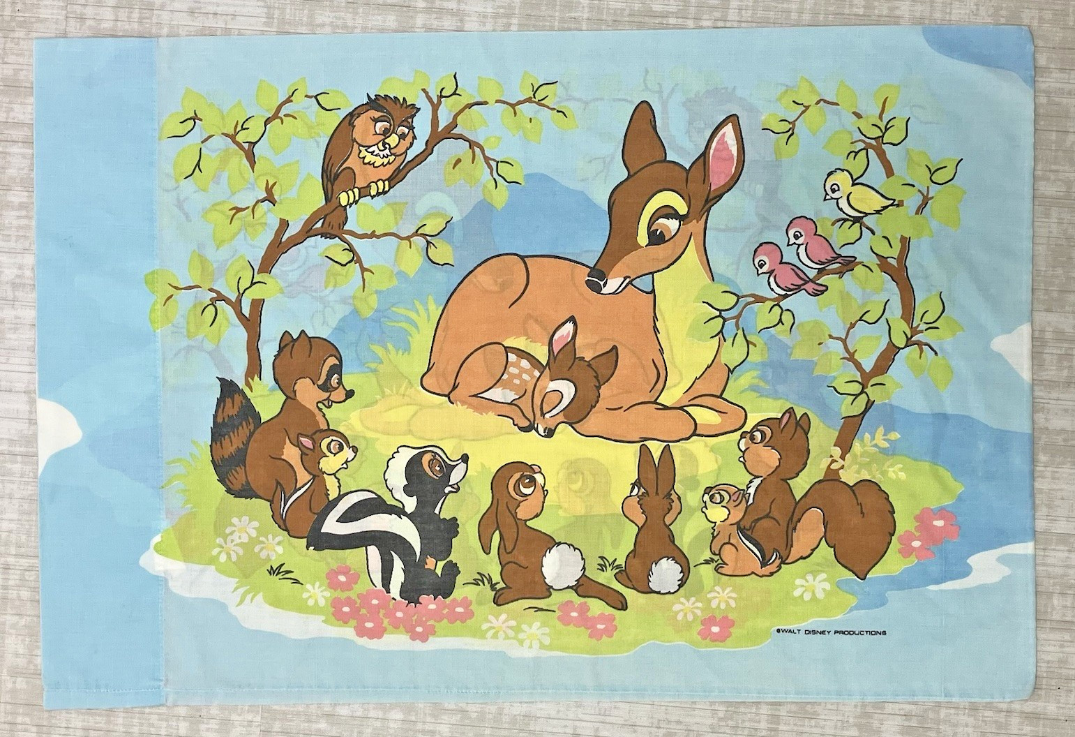 Vintage Disney Bambi Twin Sheet Set Fitted Sheet Flat Sheet & 1 Pillowcase READ