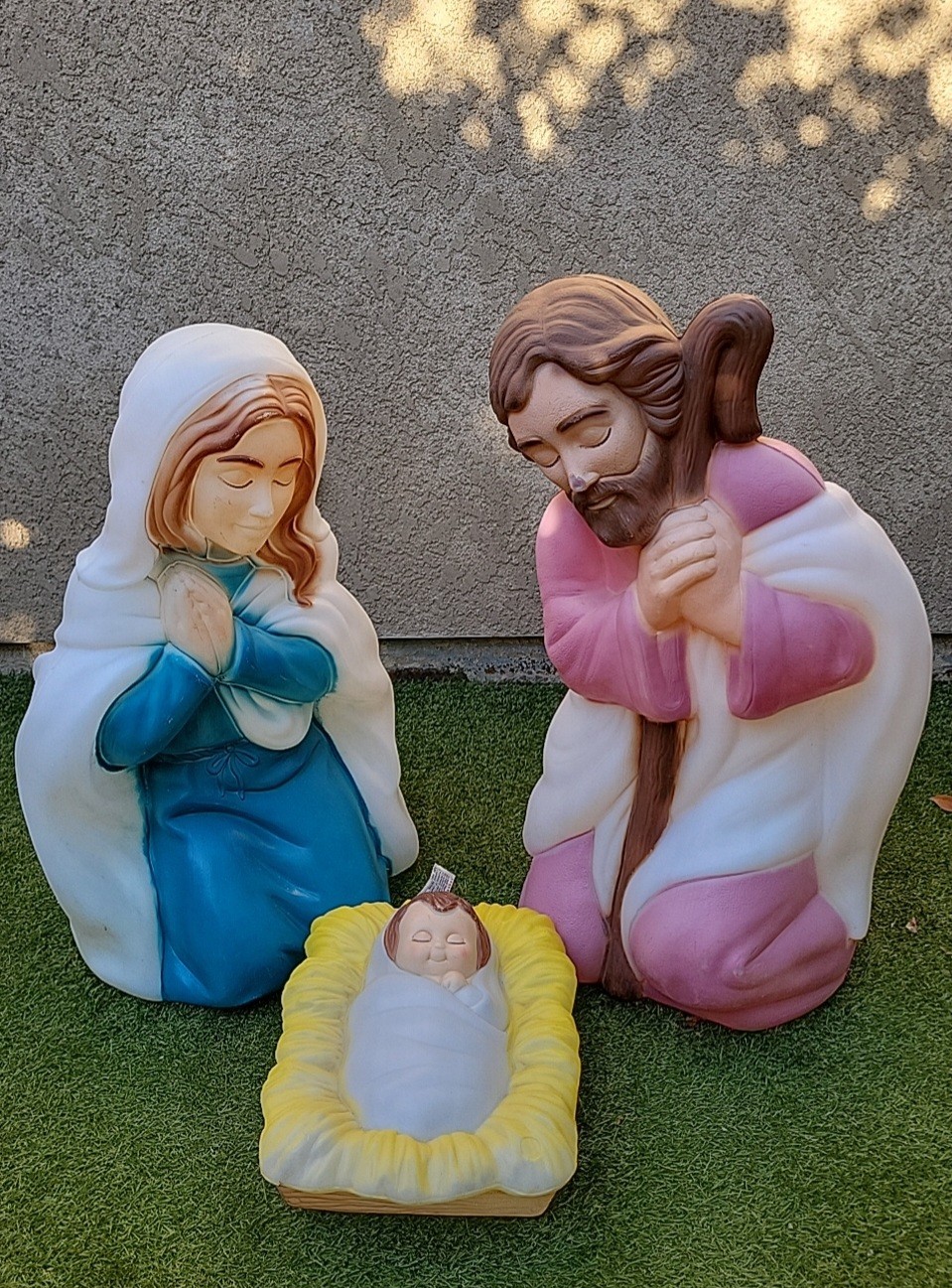 Vintage General Foam Plastics  Christmas Nativity Blow Mold's Mary Joseph & Baby
