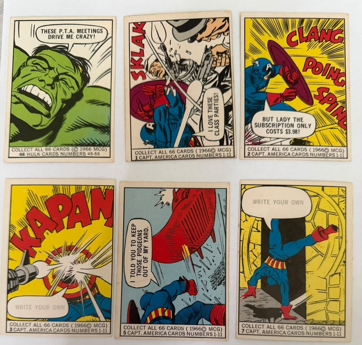 1966 DONRUSS  MARVEL  37 CARDS with rookies  #1 CAPT AMERICA  & HULK # 46